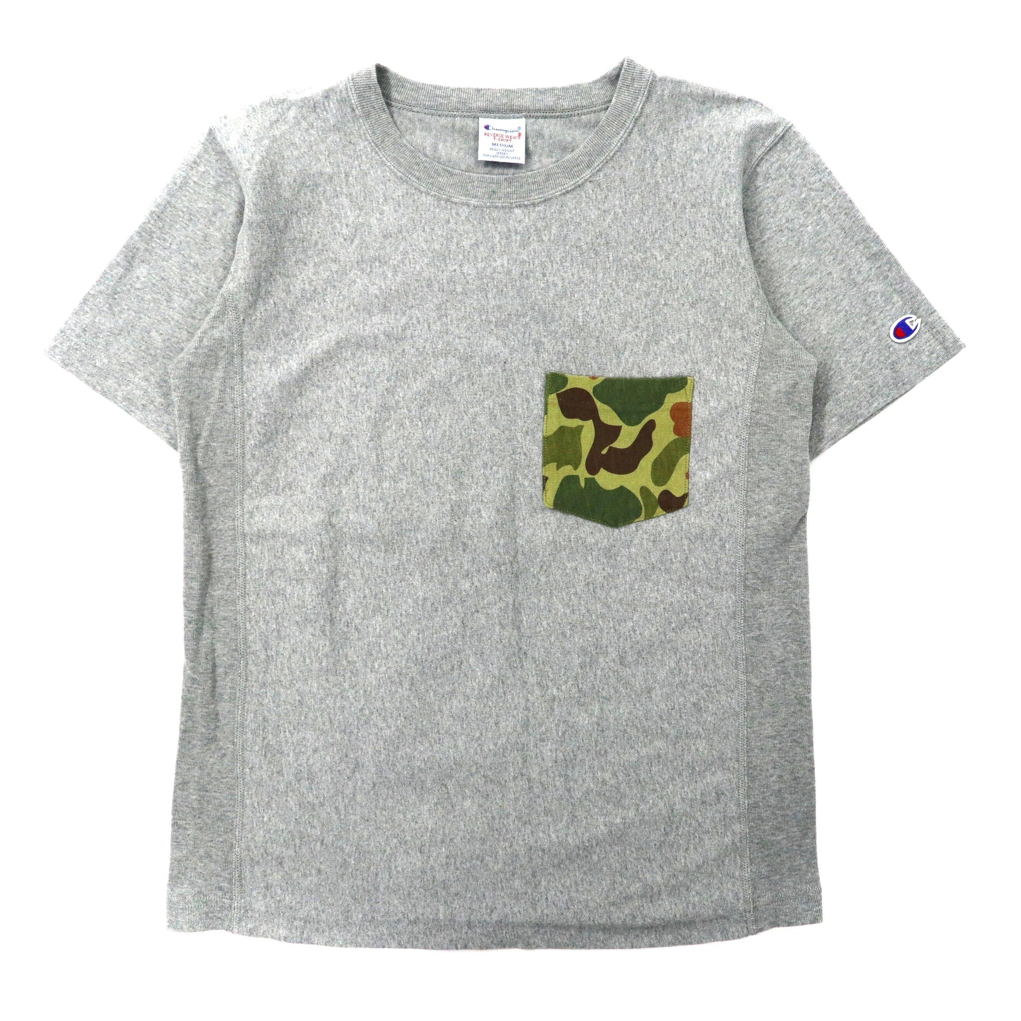 Champion リバーズウィーブ ポケットTシャツ M グレー コットン ヘビーウェイト REVERSE WEAVE C3-B369