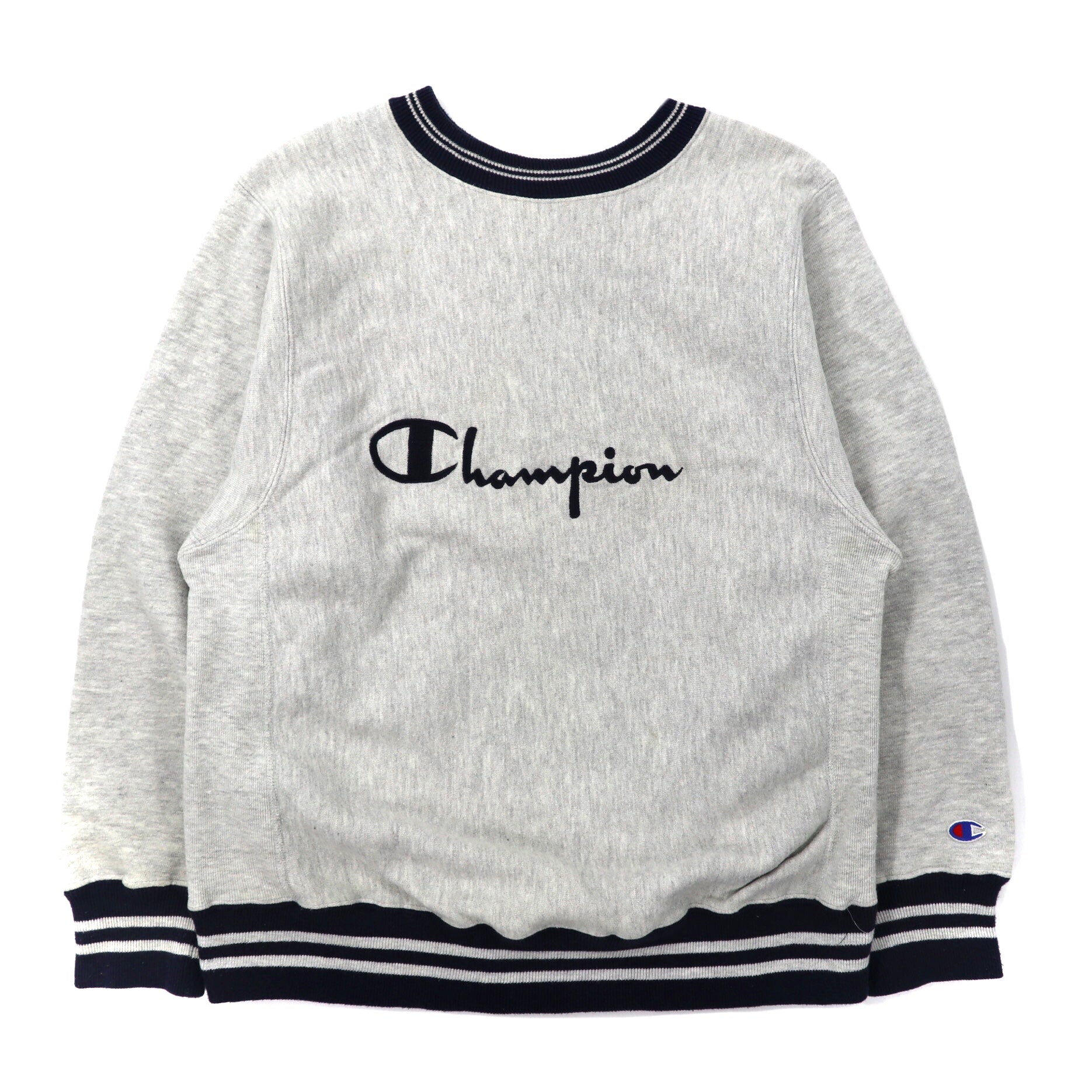 Champion リブラインスウェット M グレー REVERSE WEAVE スクリプトロゴ 刺繍タグ 90年代 USA製