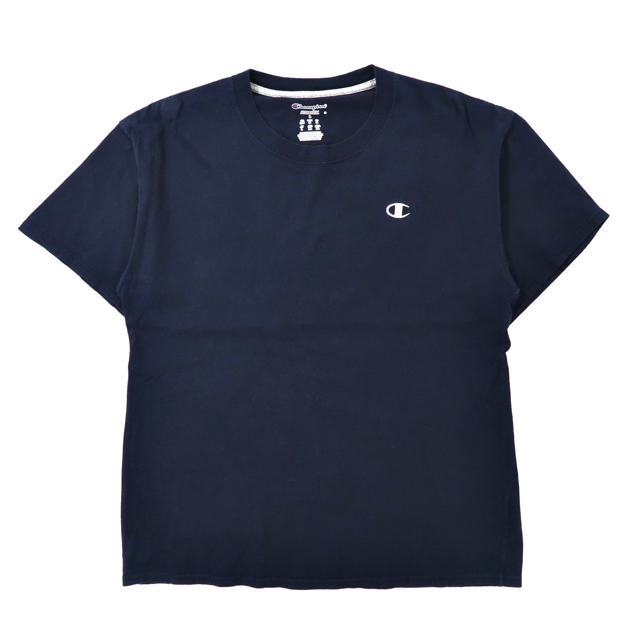 Champion ワンポイントロゴTシャツ XL ネイビー コットン ホンジュラス製