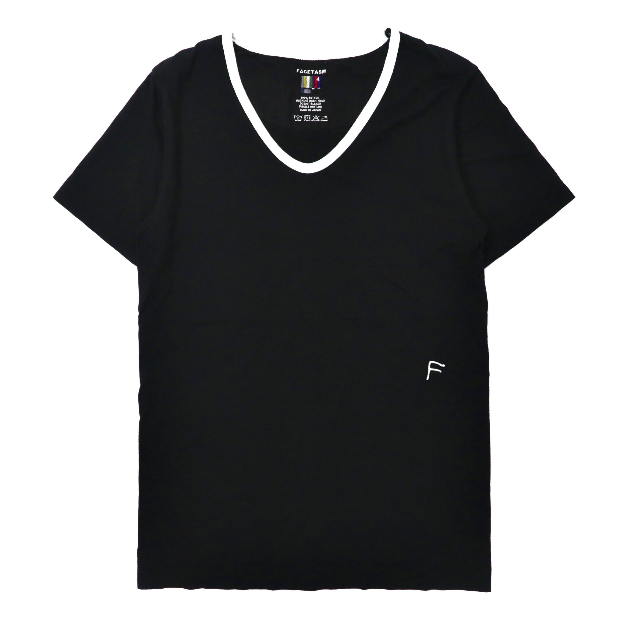 FACETASM VネックTシャツ 4 ブラック コットン 日本製