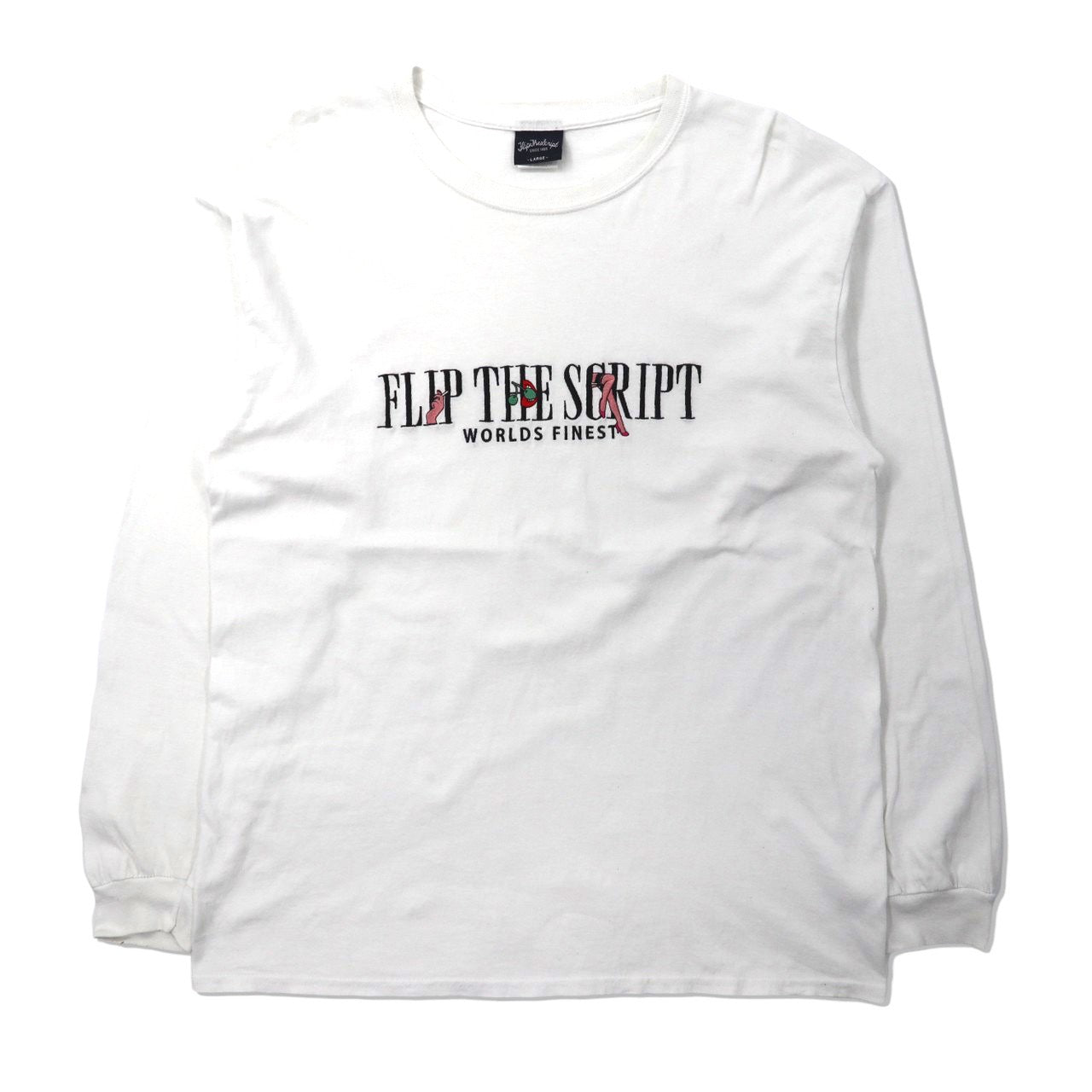 Flip The Script ロングスリーブTシャツ L ホワイト コットン ロゴ刺繍