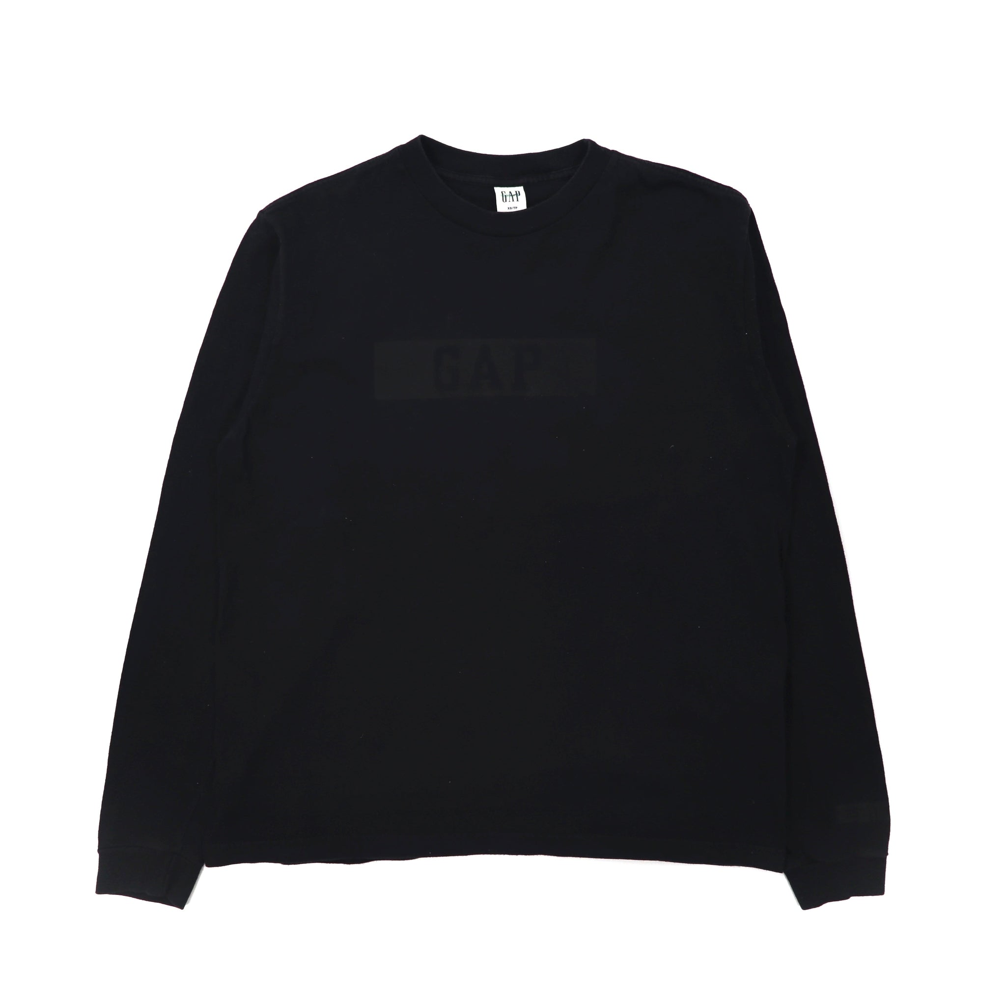 GAP ロングスリーブTシャツ XS ブラック コットン ボックスロゴ USA製