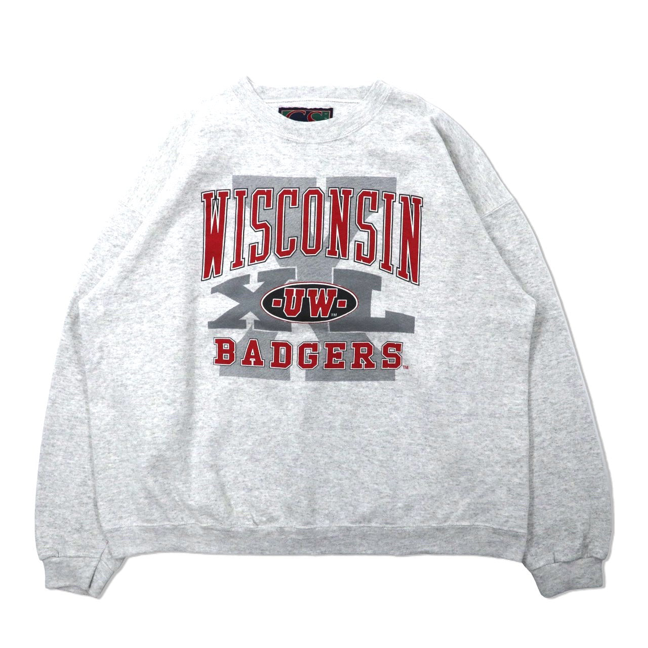 GS sport ビッグサイズ カレッジスウェット L グレー コットン 裏起毛 WISCONSIN BADGERS フットボール 90年代 USA製