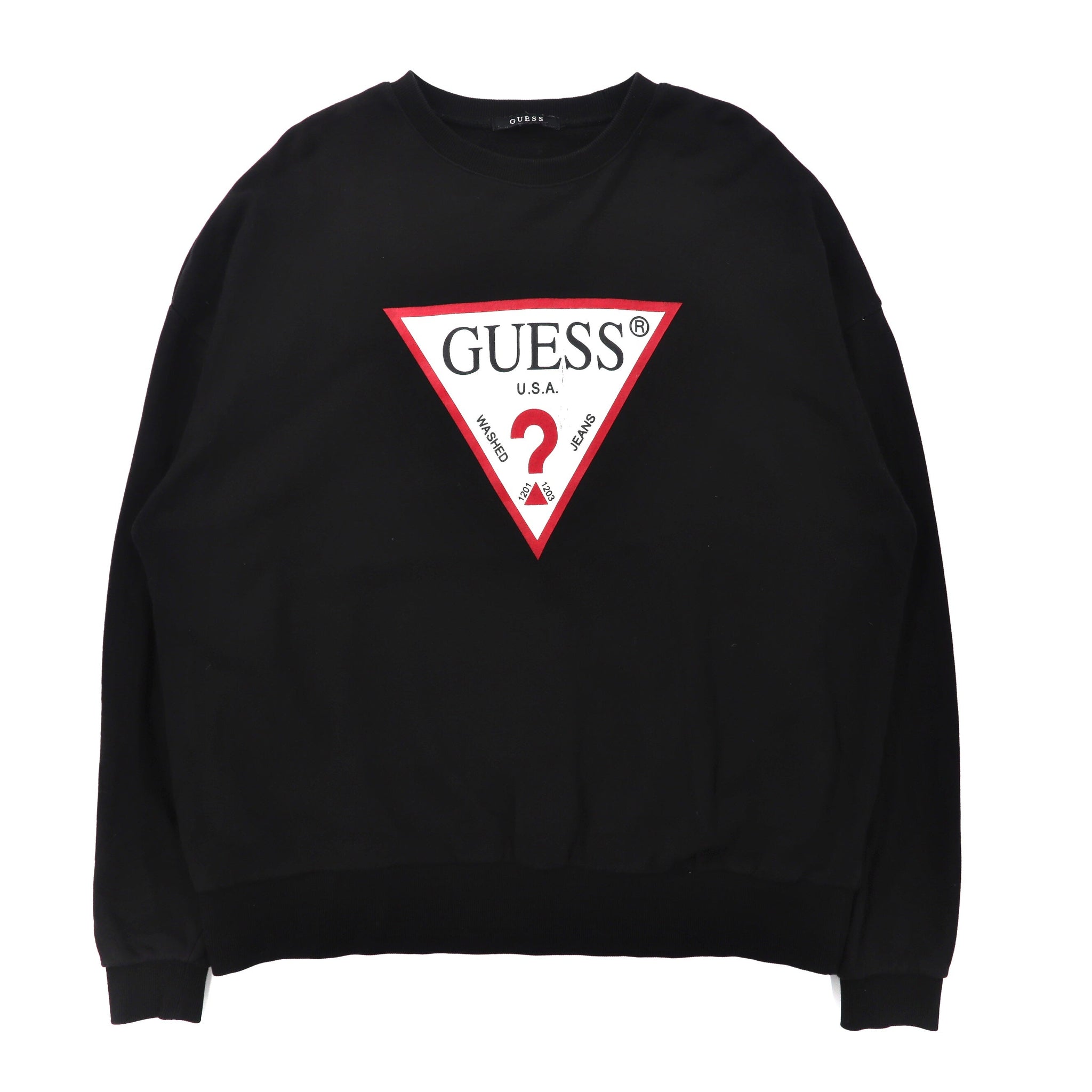 GUESS ビッグサイズスウェット M ブラック コットン ロゴプリント