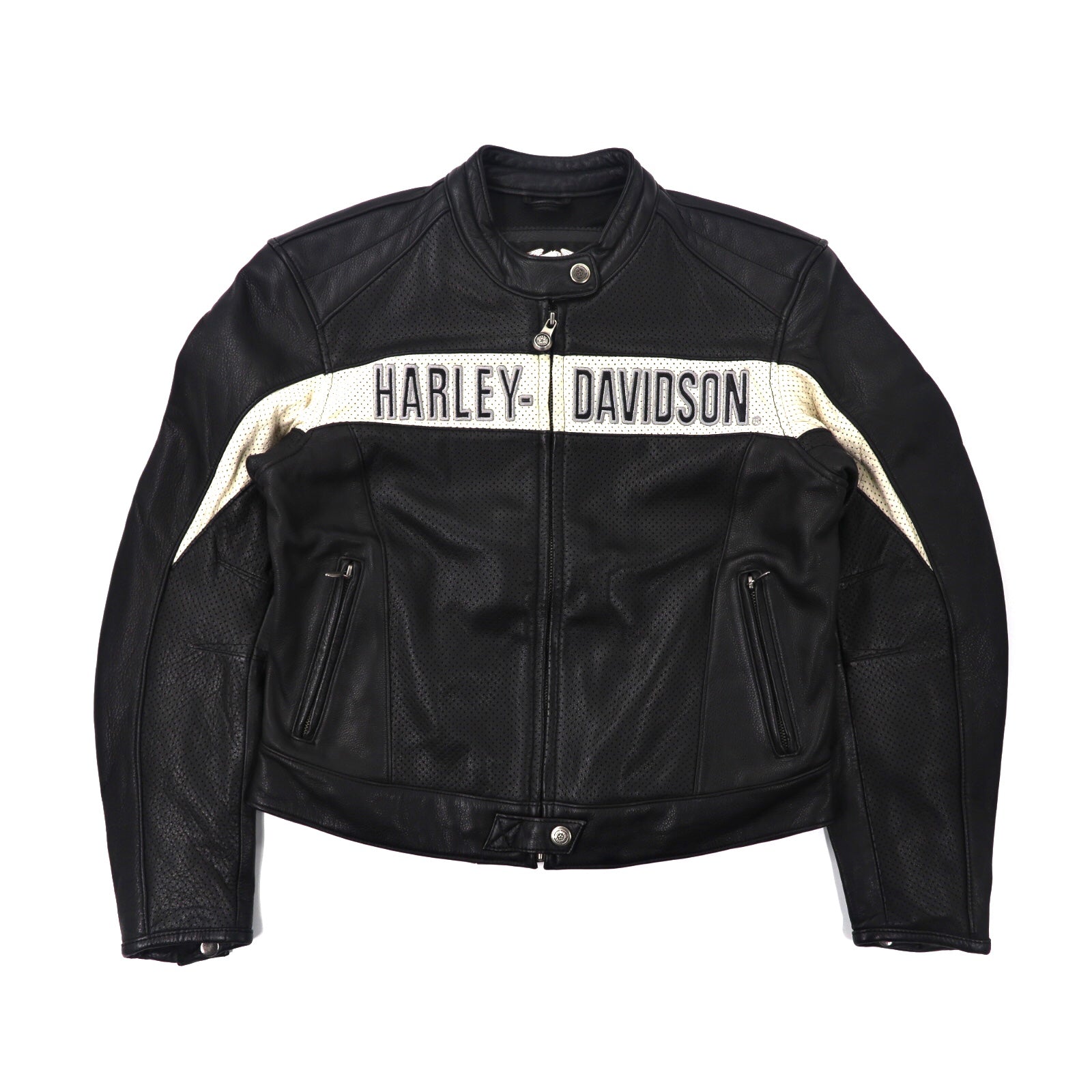HARLEY DAVIDSON ライダースジャケット L ブラック パンチングレザー