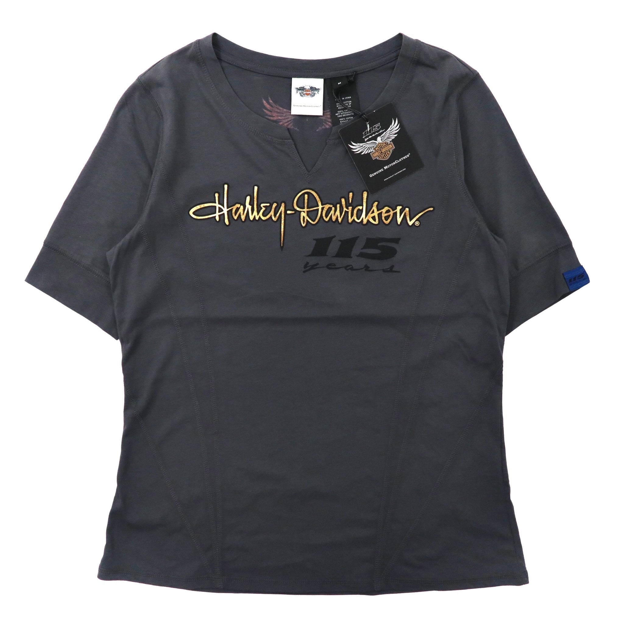 HARLEY DAVIDSON ロゴプリントTシャツ M グレー コットン 115周年記念モデル 未使用品