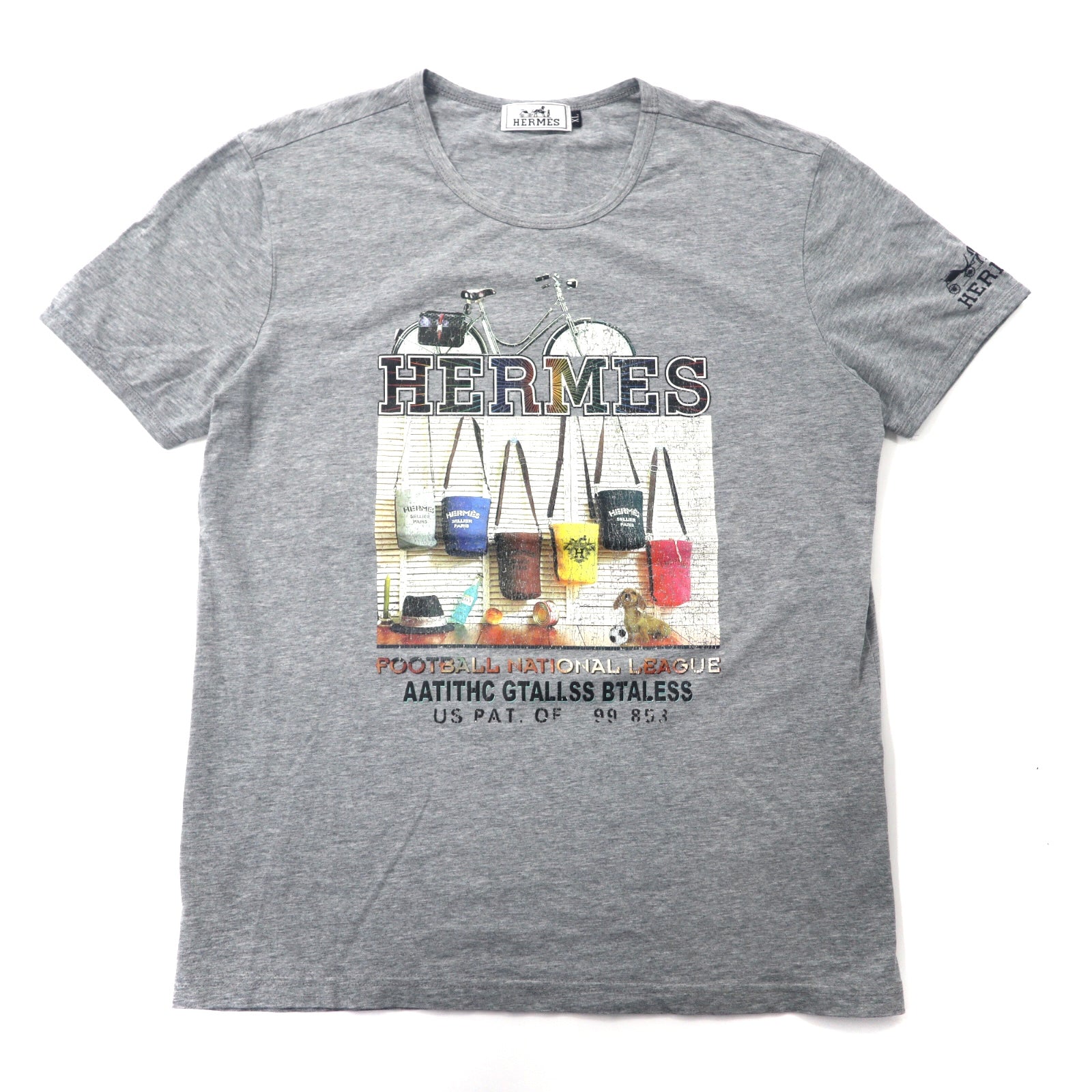 HERMES フォトプリントTシャツ XL グレー ALINE イタリア製