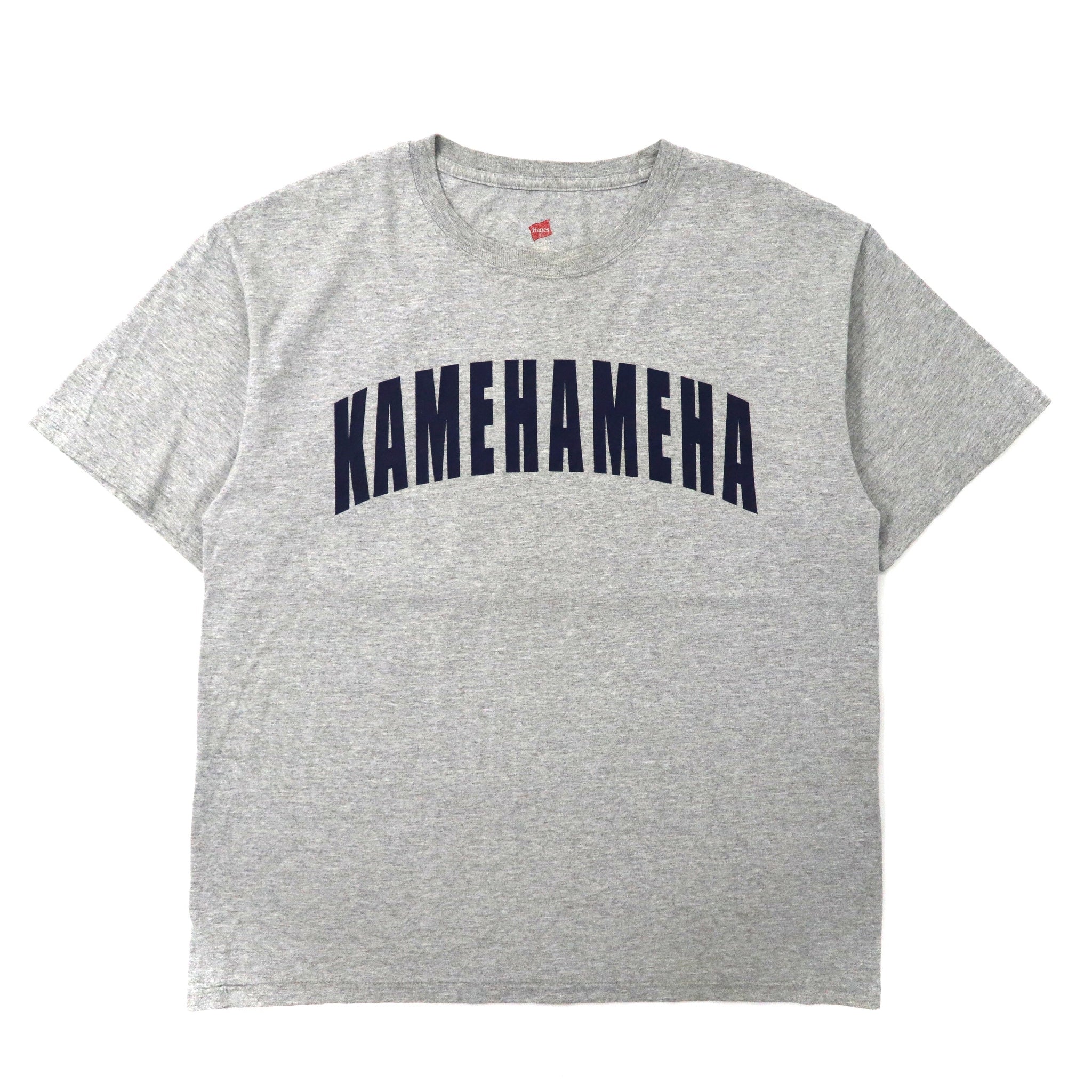 Hanes カレッジプリントTシャツ L グレー コットン KAMEHAMEHA