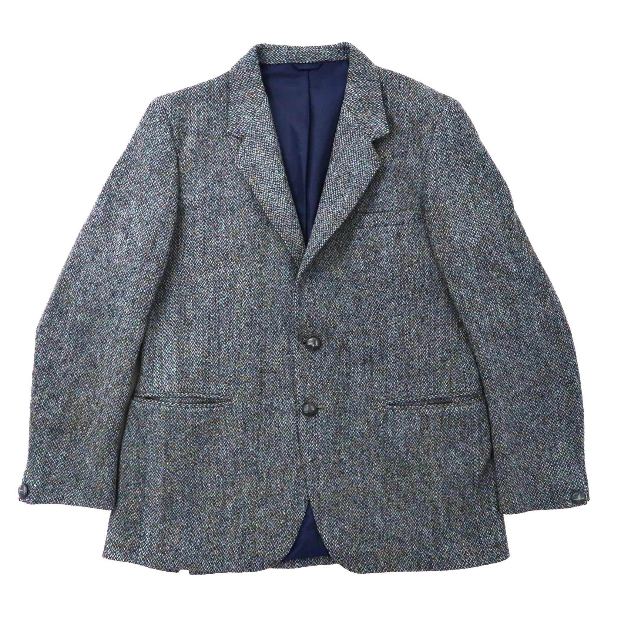 Harris Tweed 2Bツイードジャケット L グレー ウール イギリス製