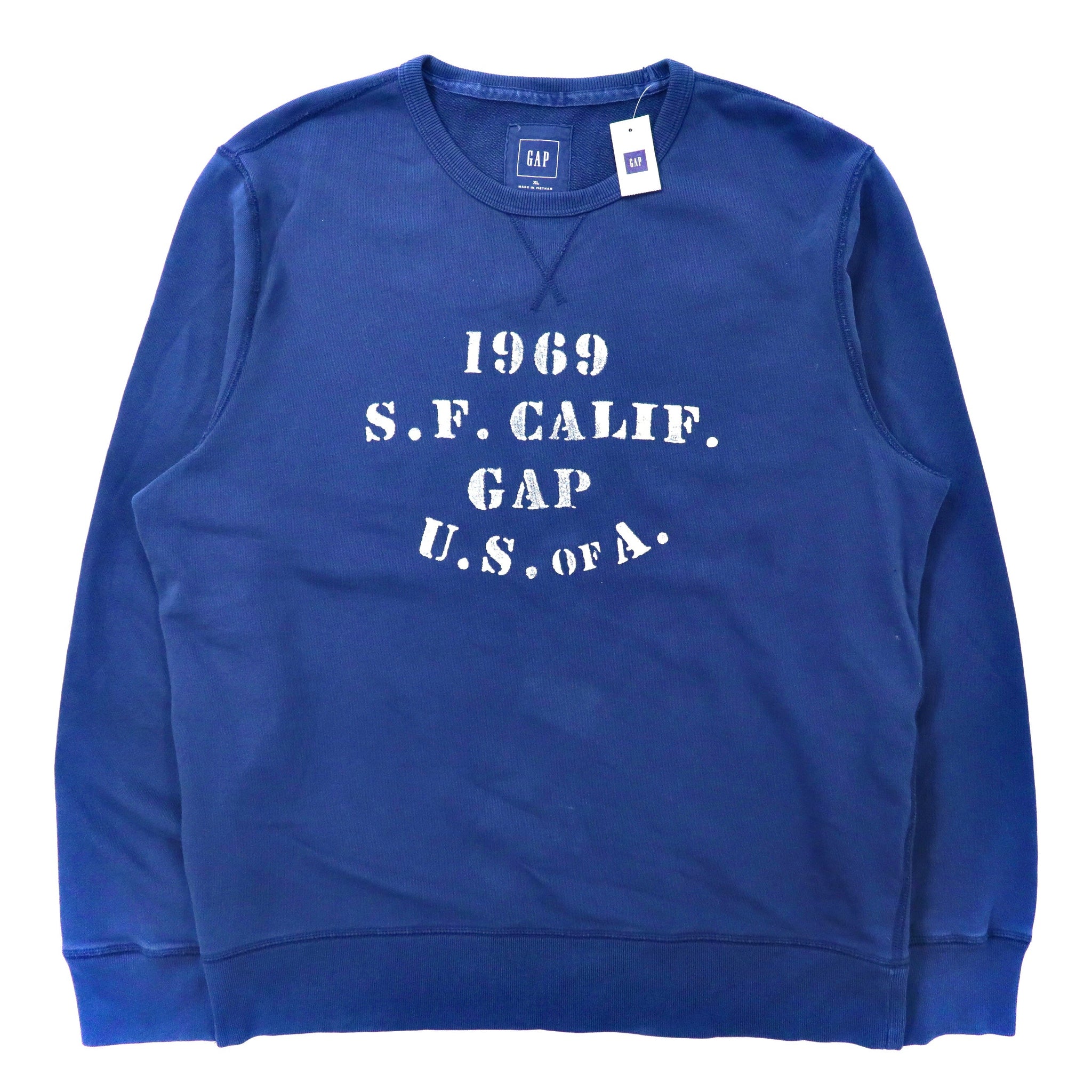 GAP ステンシルロゴプリントスウェット XL ネイビー コットン STENCIL CR MILITARY BLUE 300782 未使用品