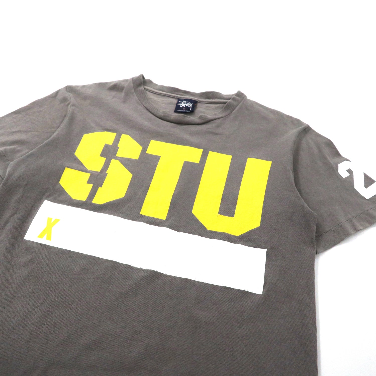 90s STUSSY Tシャツ L グレー デジタルロゴ プリント USA製 Tシャツ