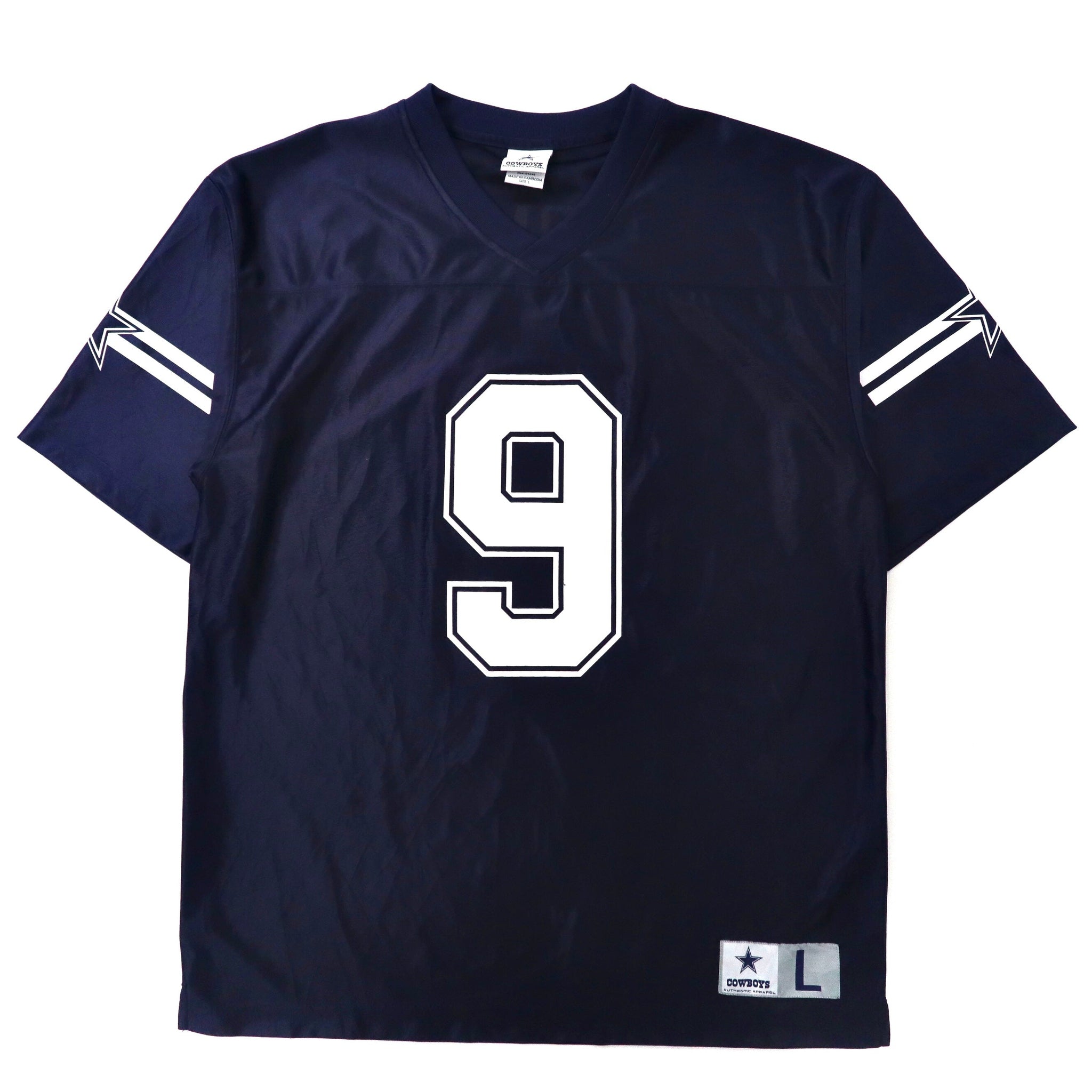 COWBOYS AUTHENTIC APPAREL ゲームシャツ L ネイビー ポリエステル NFL Dallas Cowboys ナンバリング ビッグサイズ