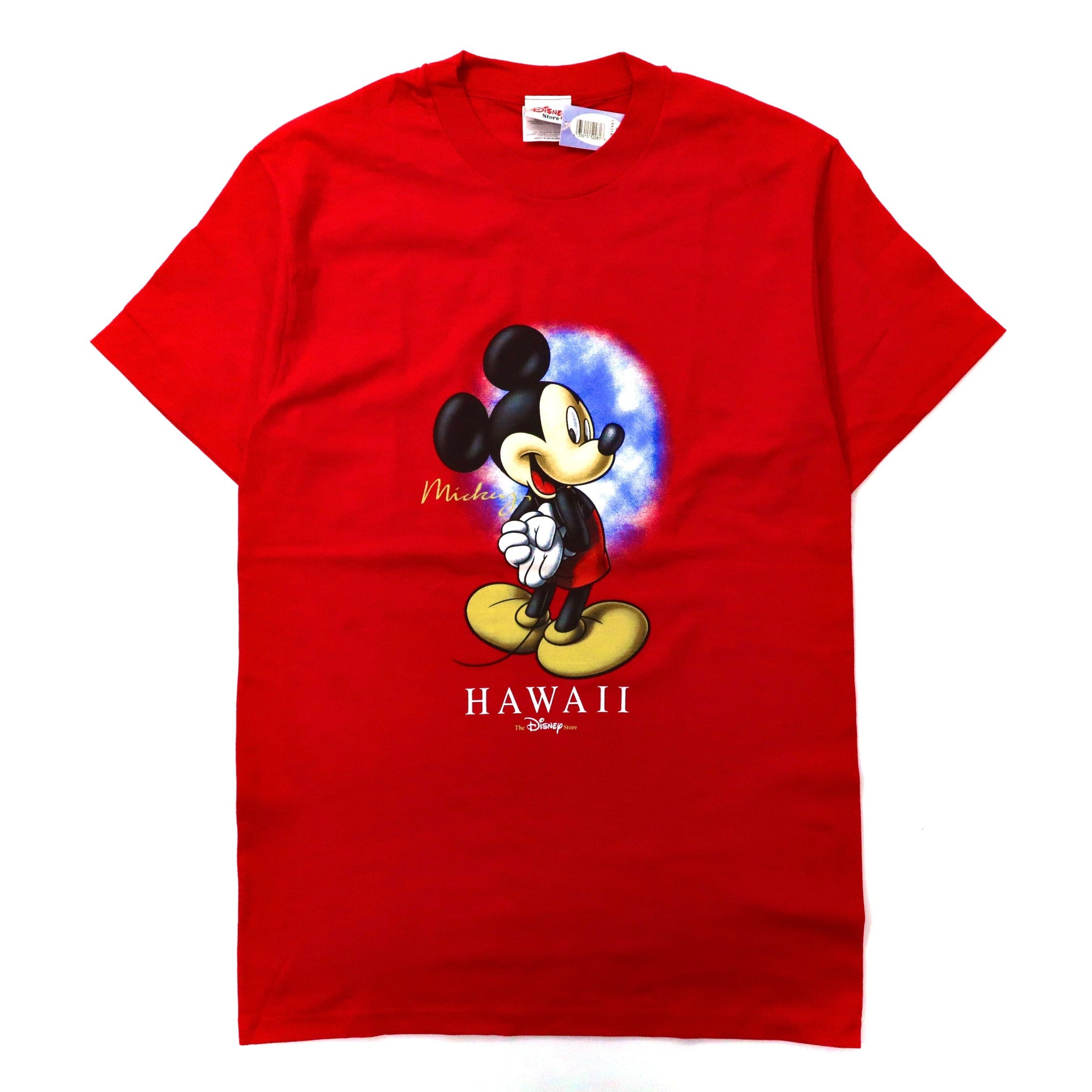 The Disney Store ビッグサイズ ミッキーマウス プリントTシャツ M レッド コットン HAWAII 90年代 メキシコ製 未使用