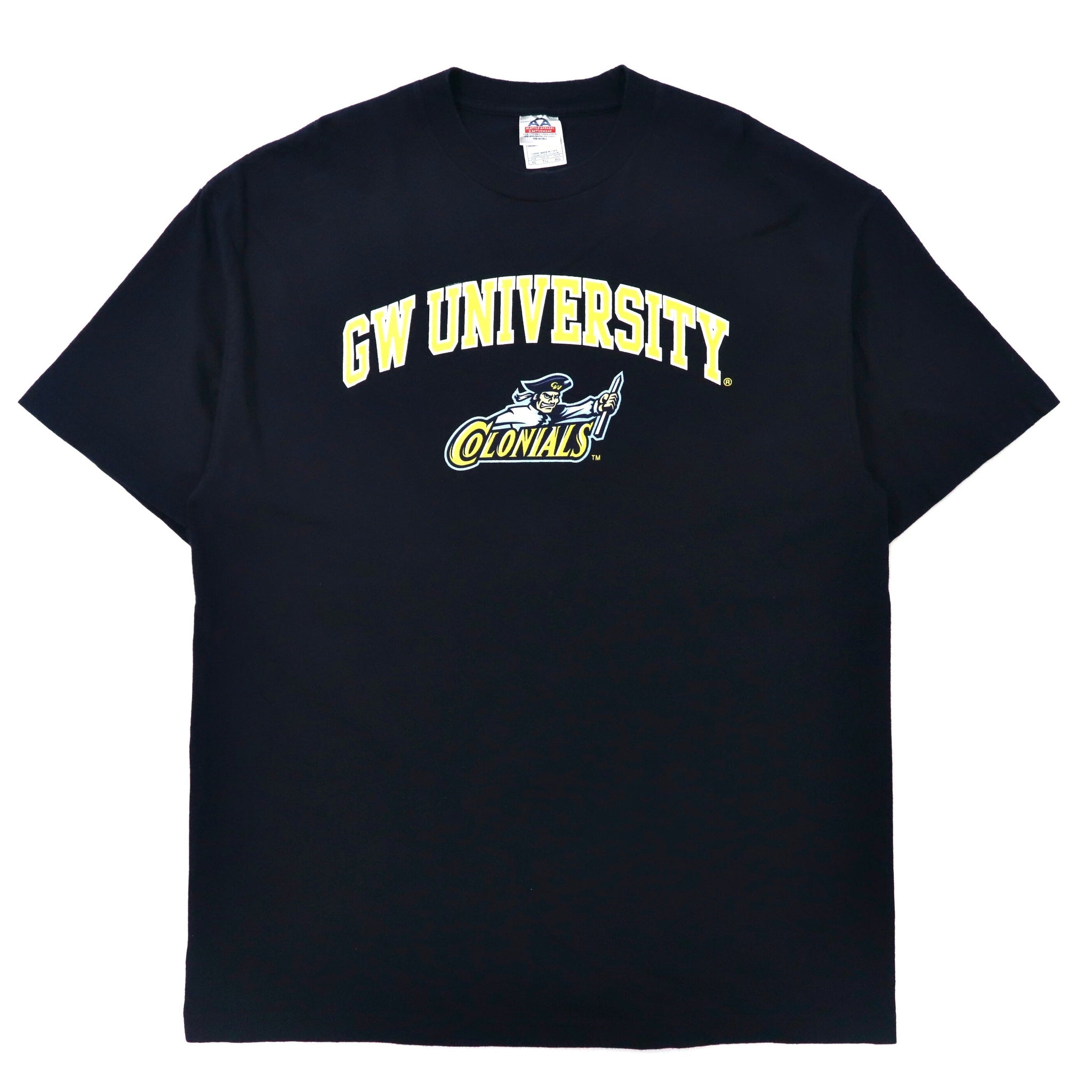 AAA ビッグサイズ カレッジプリントTシャツ XL ネイビー コットン GW UNIVERSITY USA製 ボディ