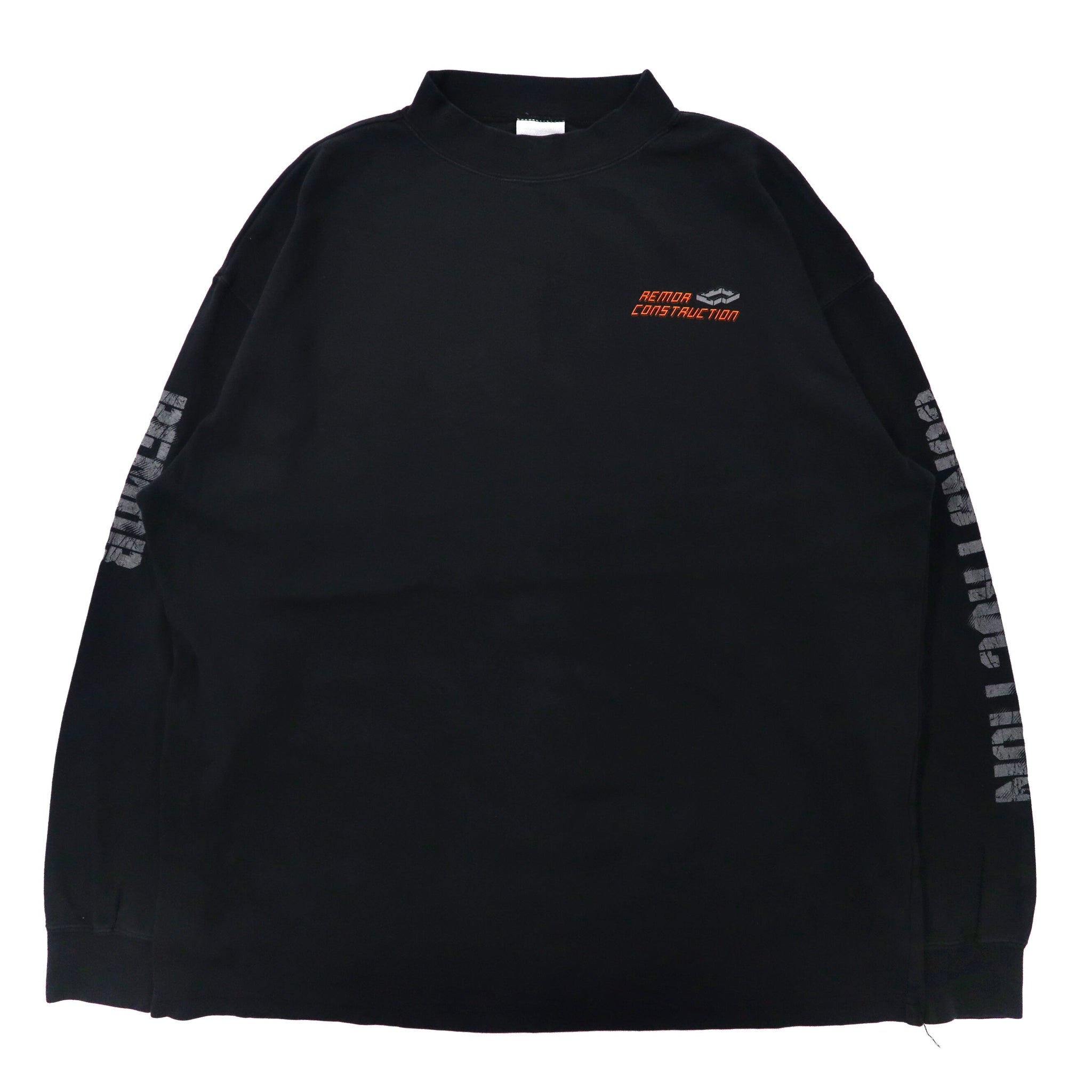 cozy creek ビッグサイズ ロングスリーブTシャツ XL ブラック コットン バックプリント 袖プリント US企業 REMOR CONSTRUCTION