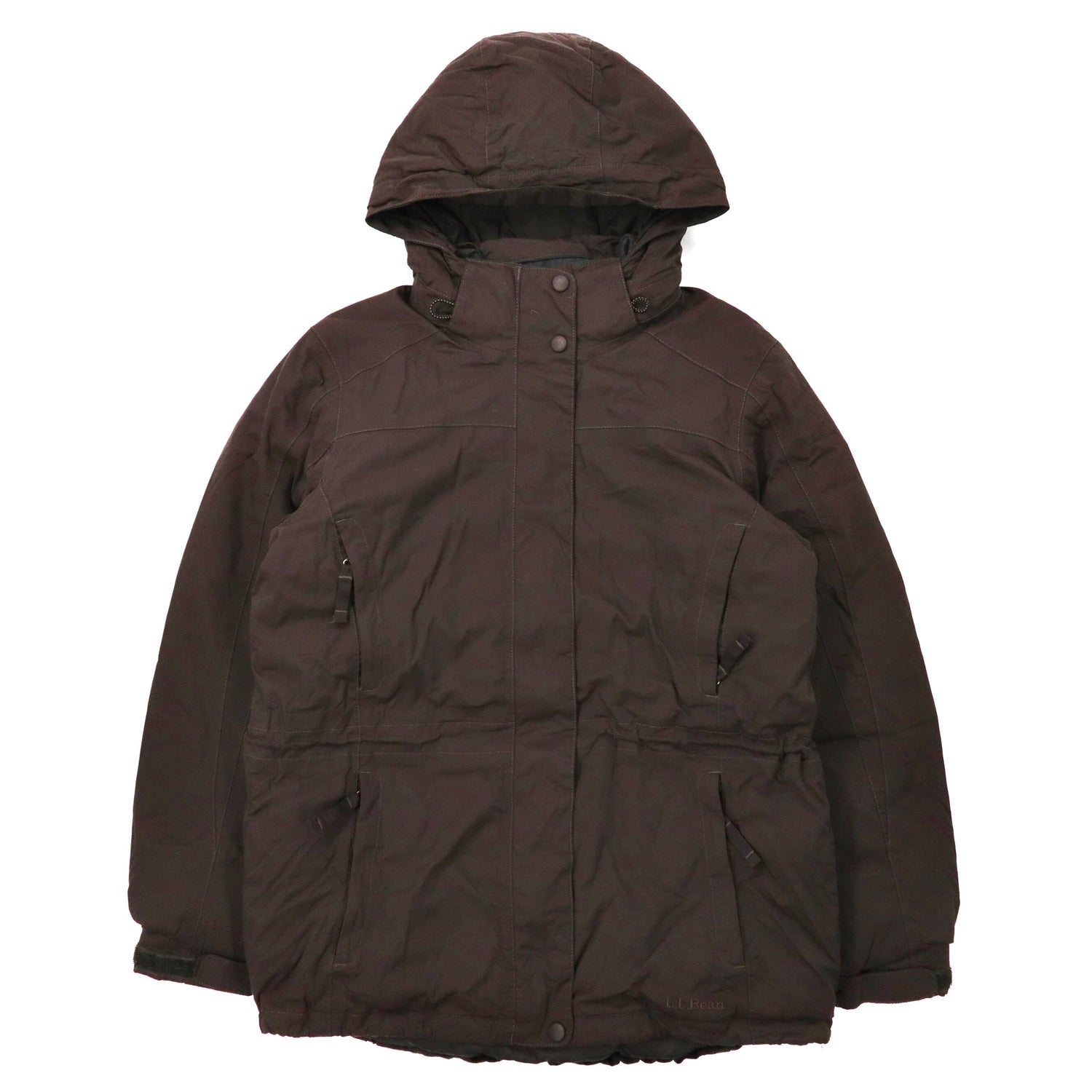 L.L.Bean Puffer Jacket M Brown Nylon Draw Code 90s