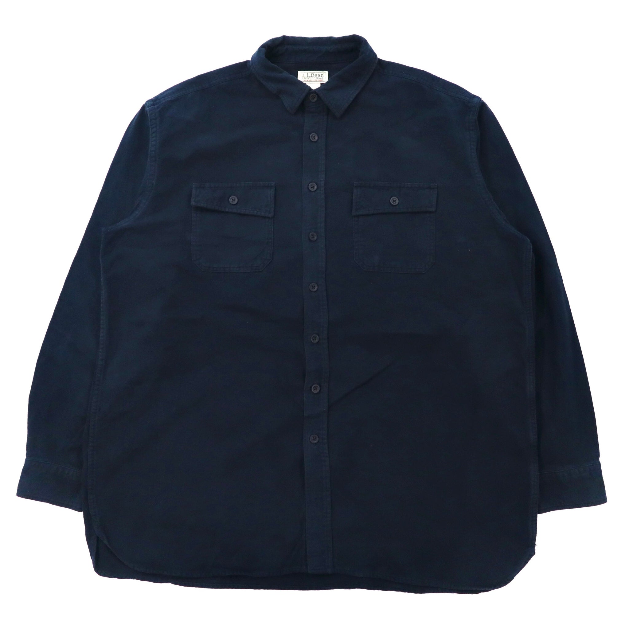 L.L.Bean シャミークロスシャツ ワークシャツ XXL ネイビー コットン ビッグサイズ CHAMOIS CLOTH SHIRT 90年代