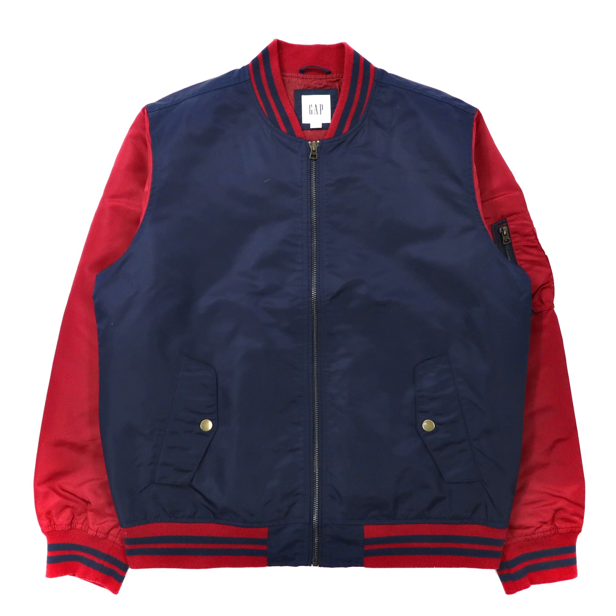 GAP MA-1 ボンバージャケット L ネイビー ポリエステル IDEALジップ UNFILLED BOMBER JACKET