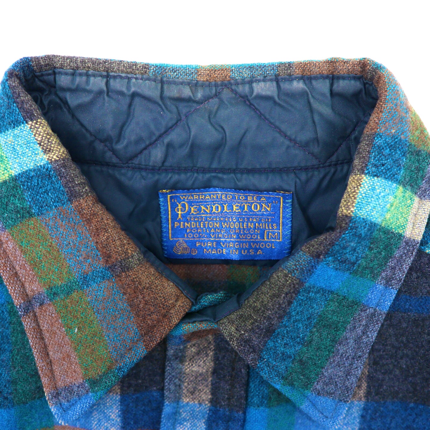 PENDLETON ネルシャツ M ブルー チェック ウール 70年代 USA製