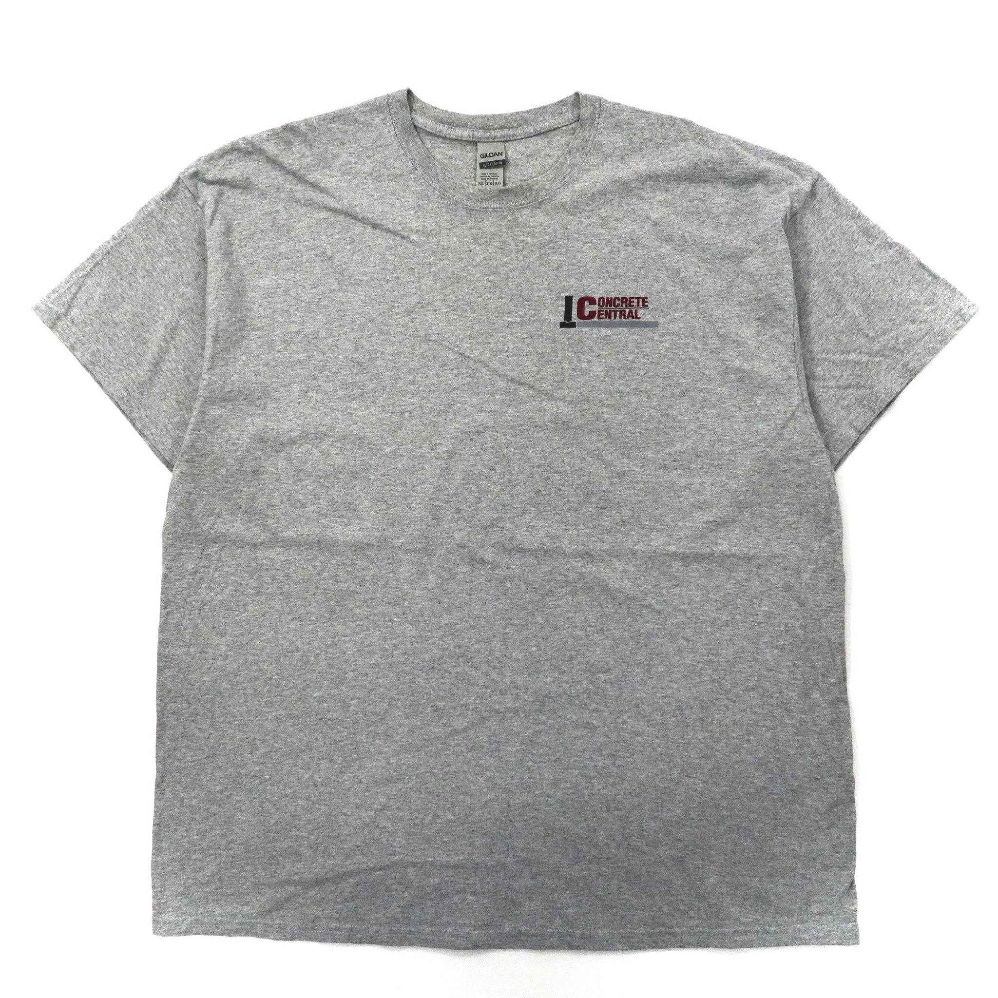 GILDAN ビッグサイズ プリントTシャツ 2XL グレー コットン 両面プリント CONCRETE CENTRAL