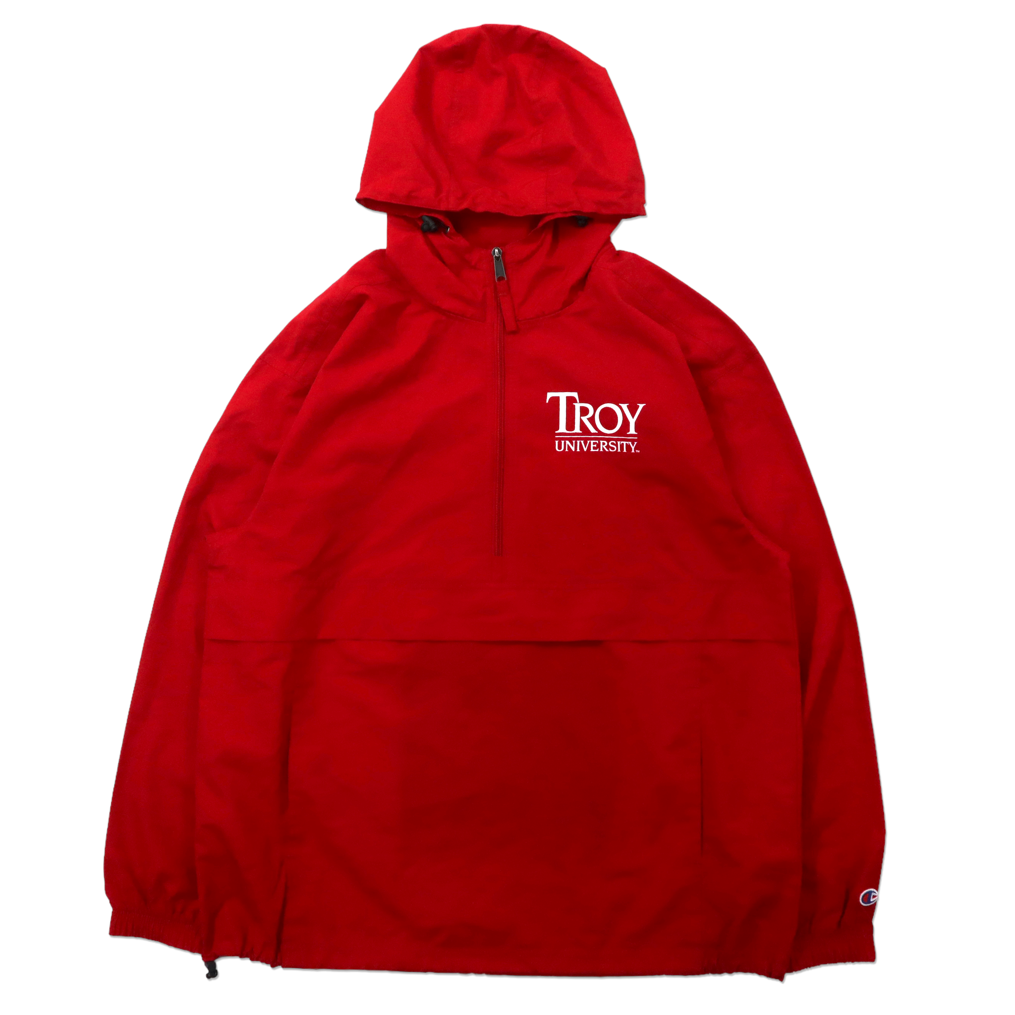 Champion アノラックパーカー M レッド ポリエステル TROY UNIVERSITY カレッジプリント