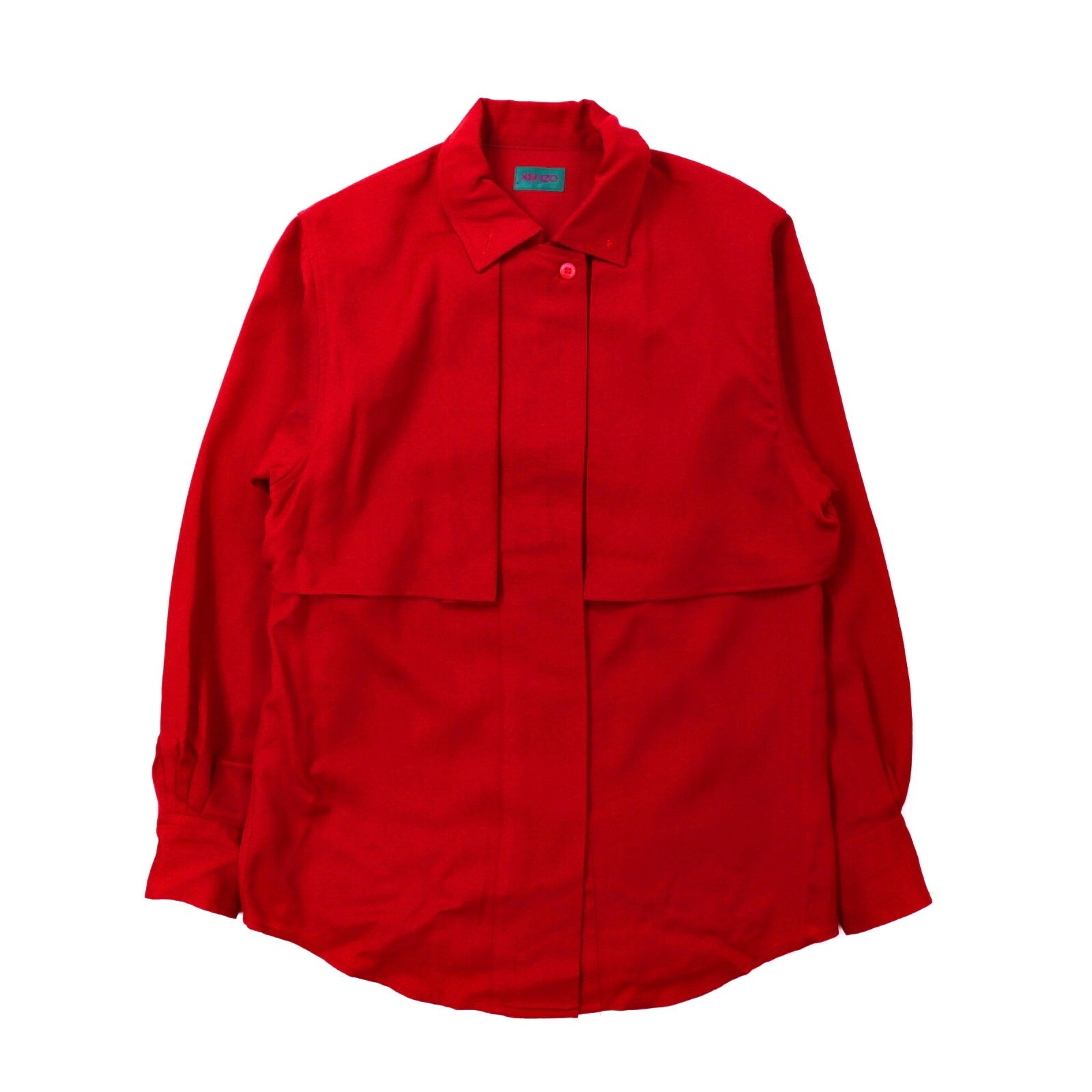 KENZO レイヤードデザインシャツ M レッド ウール オールドデザイナーズ 日本製
