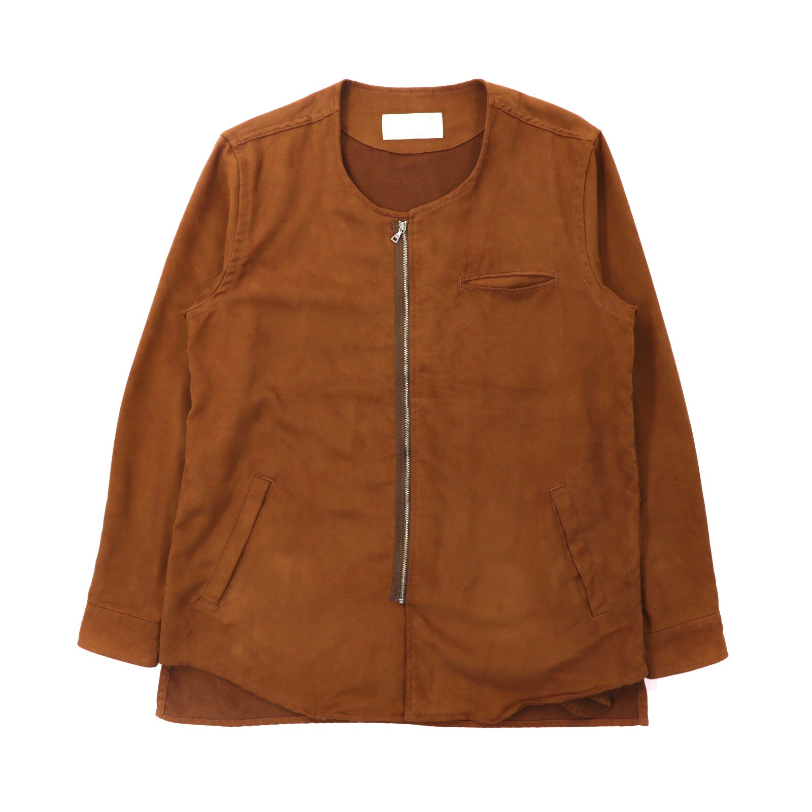 Kelen ノーカラースエードジャケット 40 ブラウン FAKE SUEDE NO COLLAR ZIP UP SHIRT TAUPO KL16WSH74