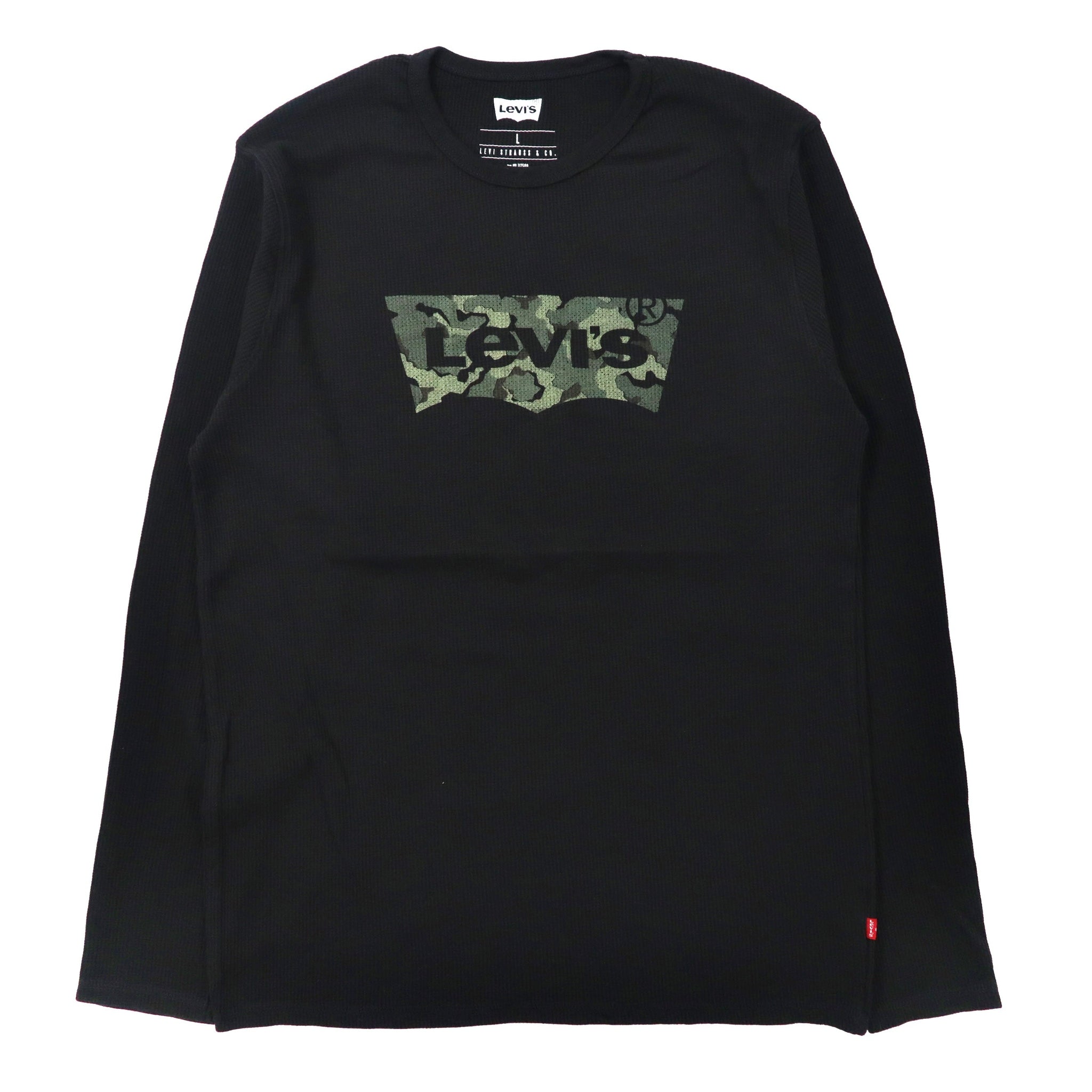 Levi's サーマルロングスリーブTシャツ L ブラック コットン フロントロゴプリント