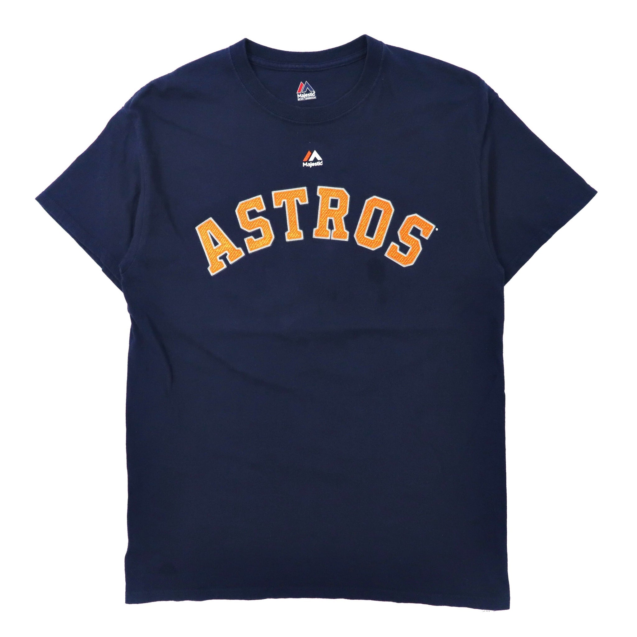 Majestic ベースボールプリントTシャツ M ネイビー ナンバリング MLB Houston Astros ニカラグア製