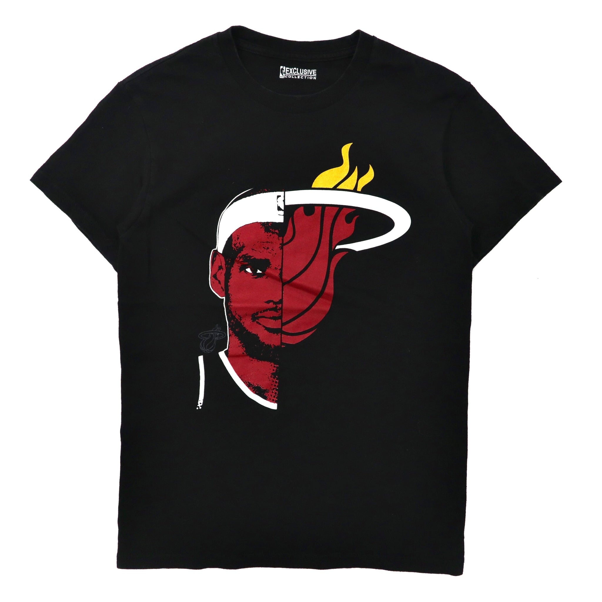 NBA Miami Heat プリントTシャツ S ブラック コットン LeBron James ニカラグア製