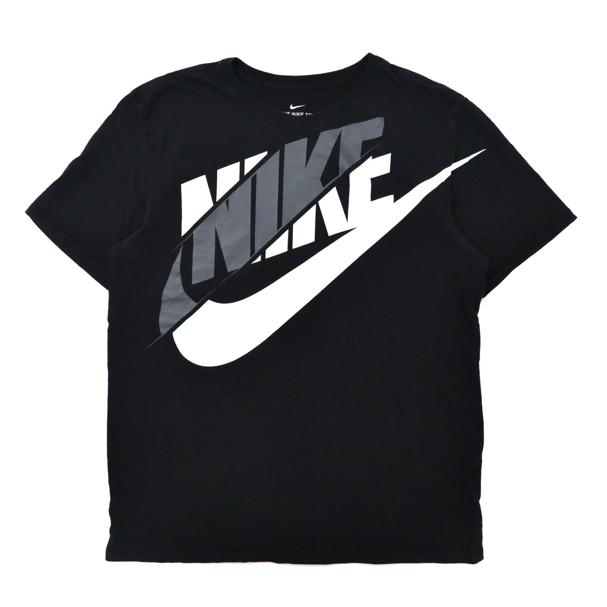 NIKE ビッグロゴプリントTシャツ L ブラック コットン スウォッシュロゴ