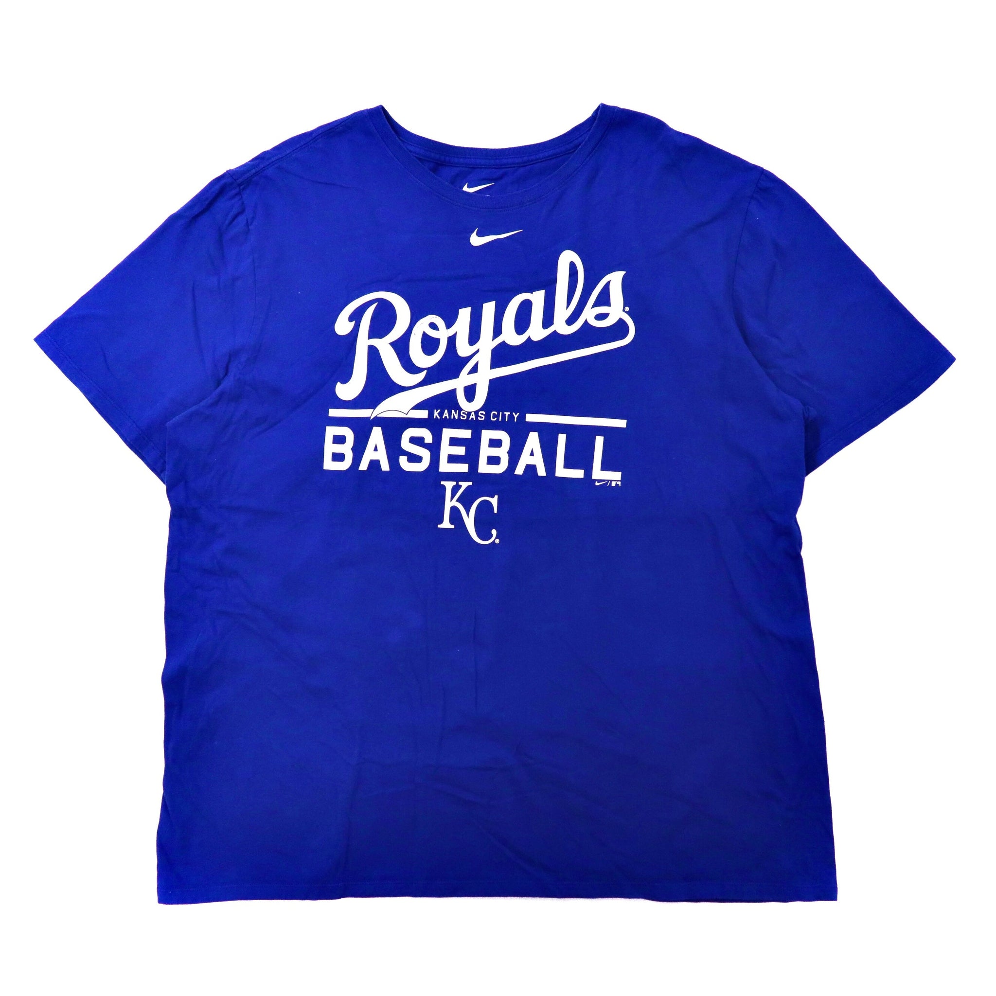 NIKE ビッグサイズ ベースボールプリントTシャツ XXL ブルー コットン MLB Kansas City Royals ホンジュラス製