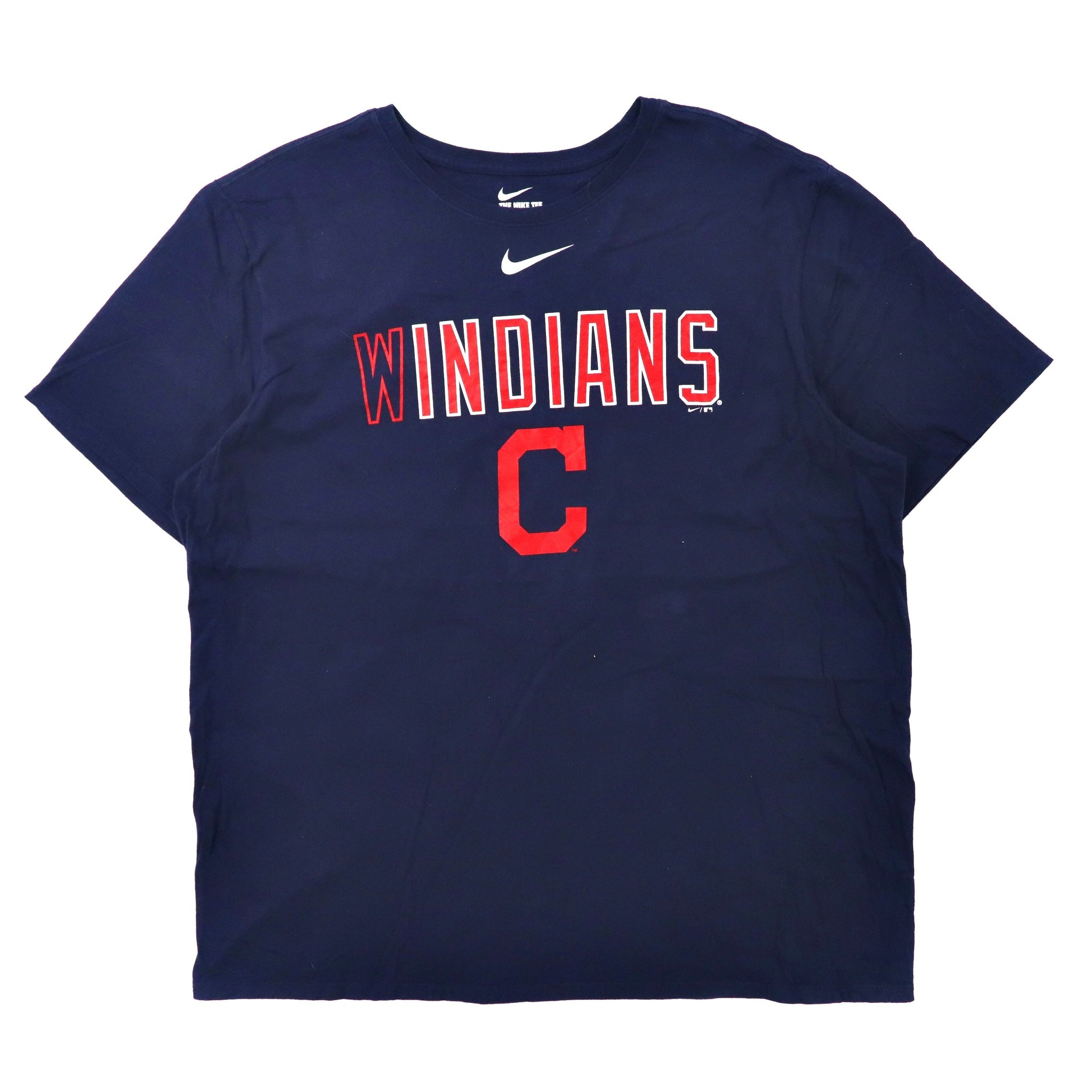 NIKE ビッグサイズ ベースボールプリントTシャツ XXL ネイビー コットン MLB Cleveland Guardians ニカラグア製