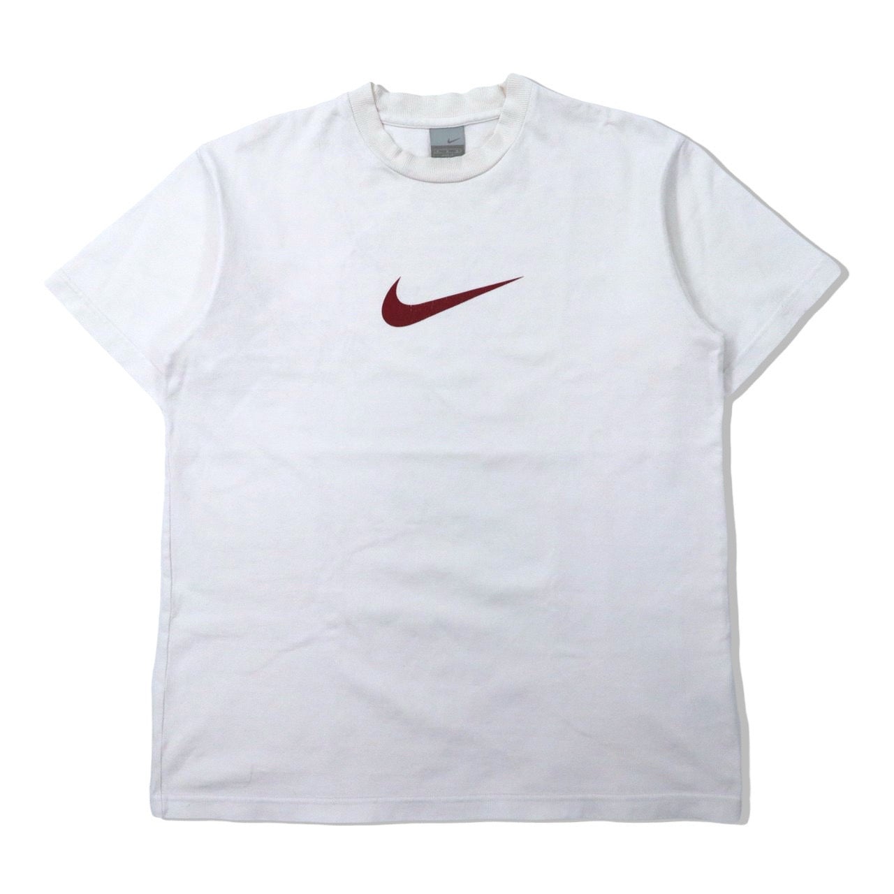 NIKE フロントロゴプリントTシャツ M ホワイト コットン スウォッシュロゴ 両面プリント 00年代