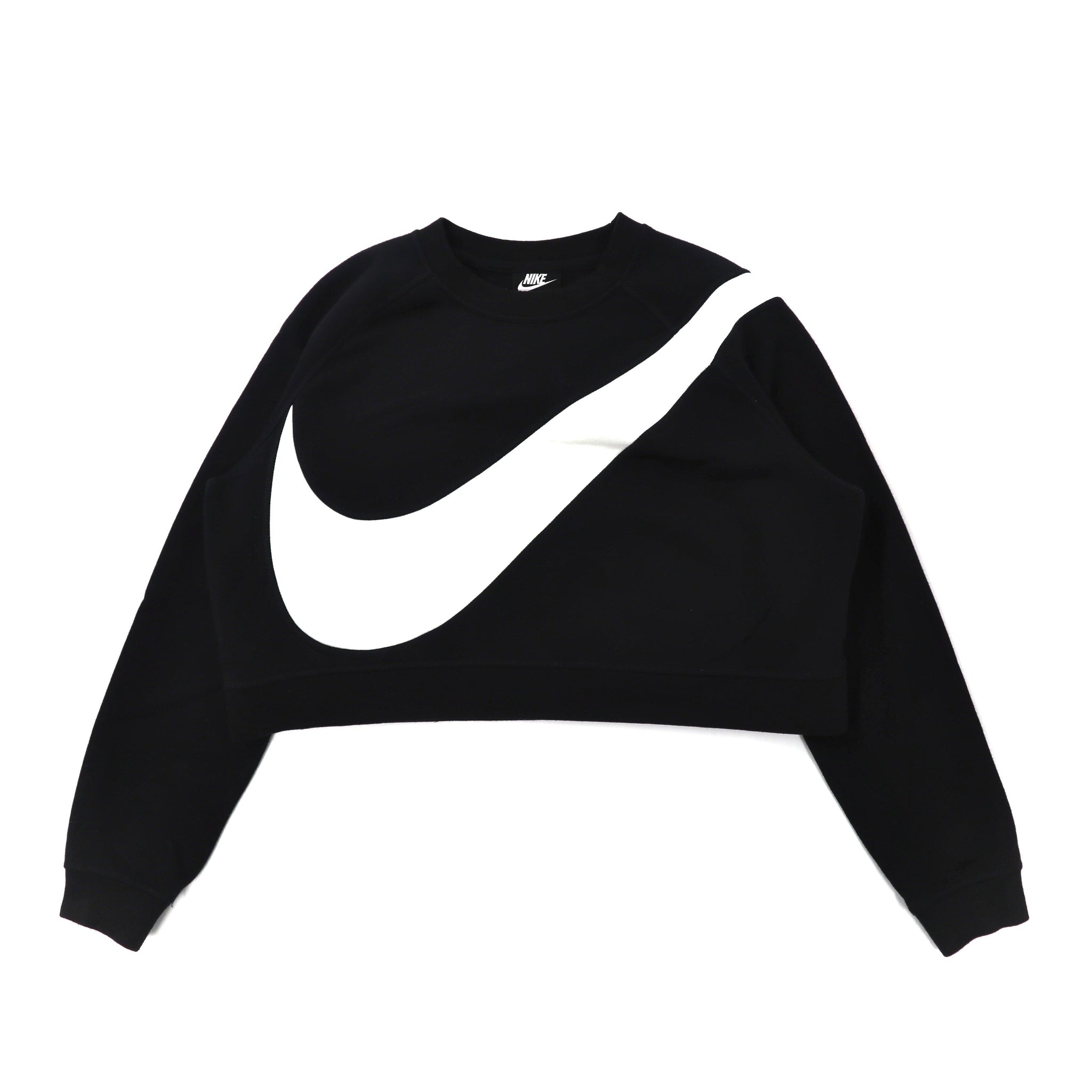 NIKE クロップドスウェット M ブラック コットン 裏起毛 WOMENS SWOOSH BB CREW FLEECE BV3934-011