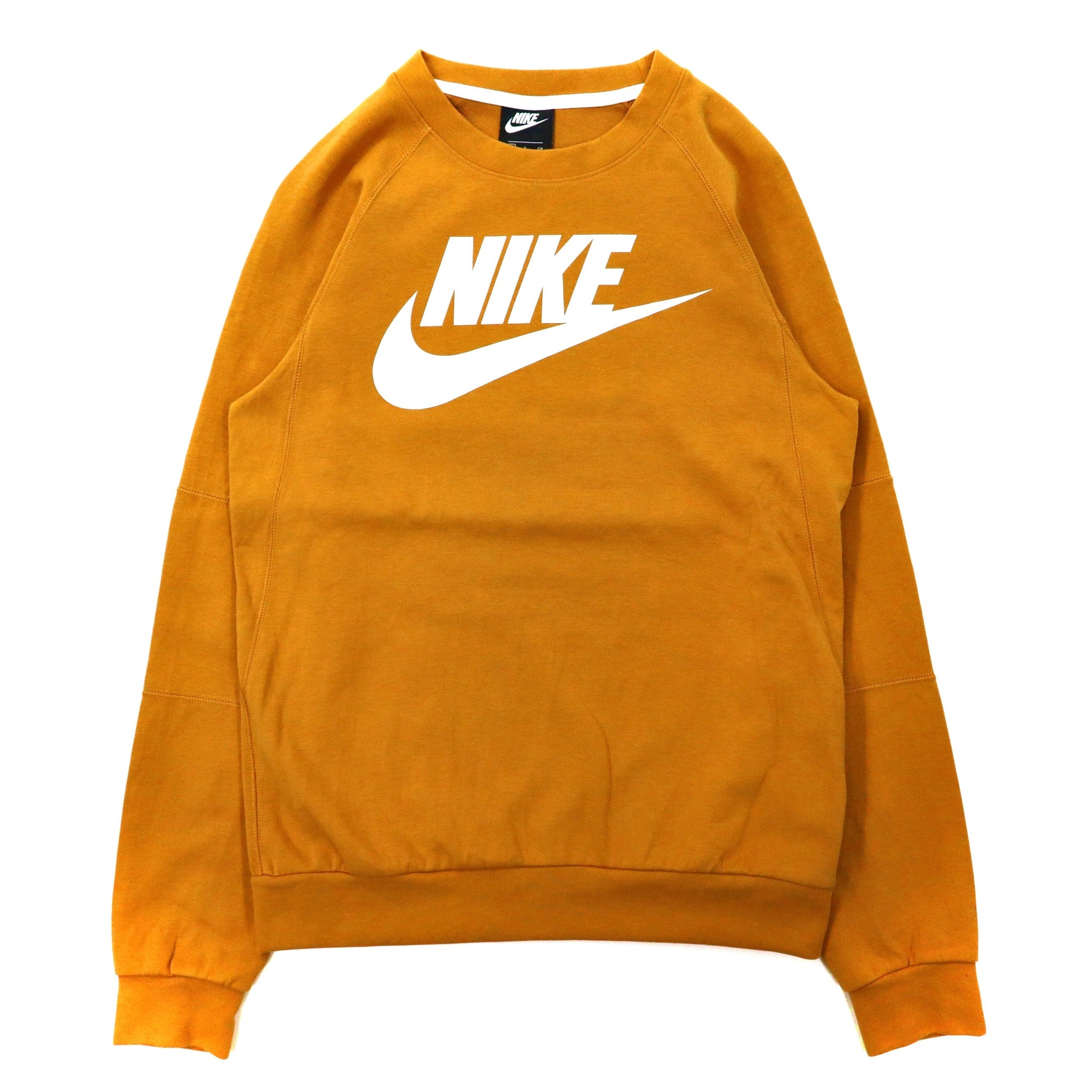 NIKE ロゴプリントスウェット S ベージュ コットン Modern Fleece HBR Crew Sweat Mustard CU4474-712 2020年モデル