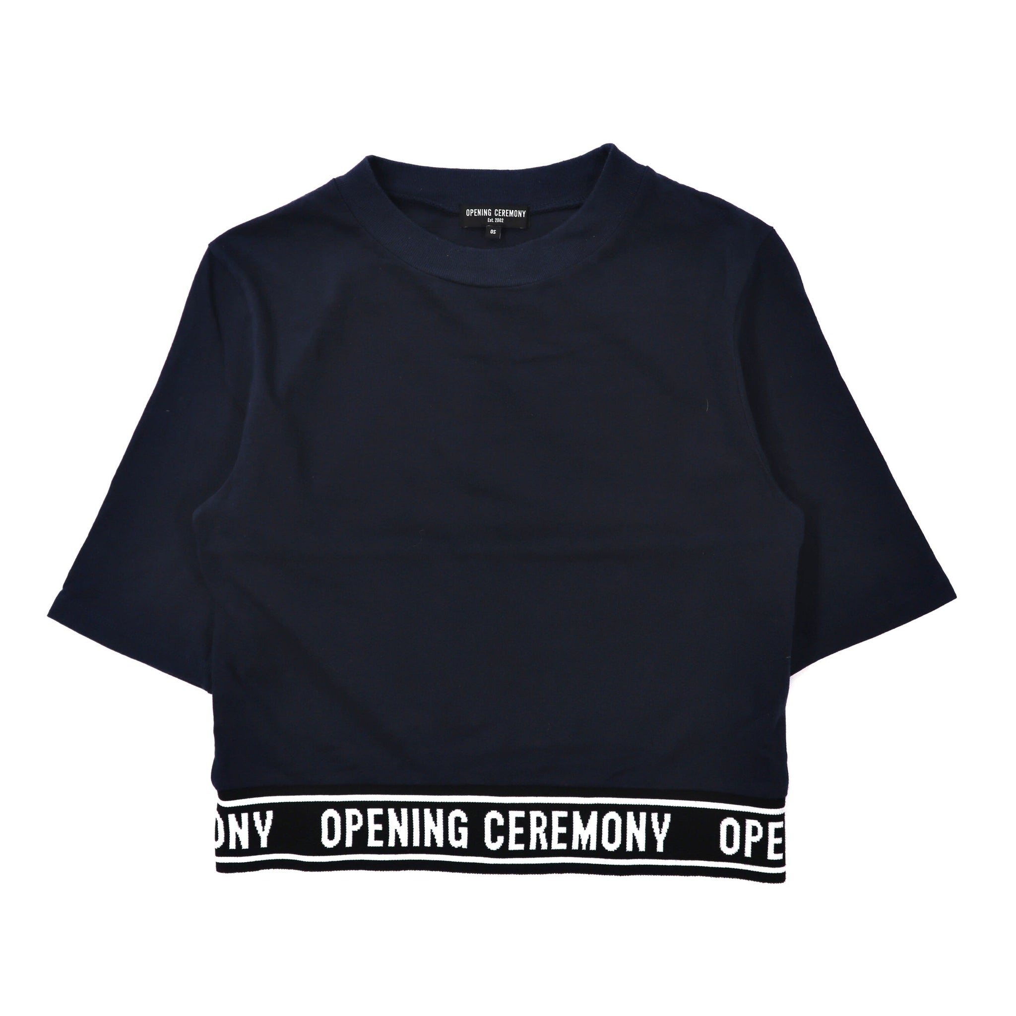 OPENING CEREMONY リブロゴデザインTシャツ OS ネイビー コットン 日本製