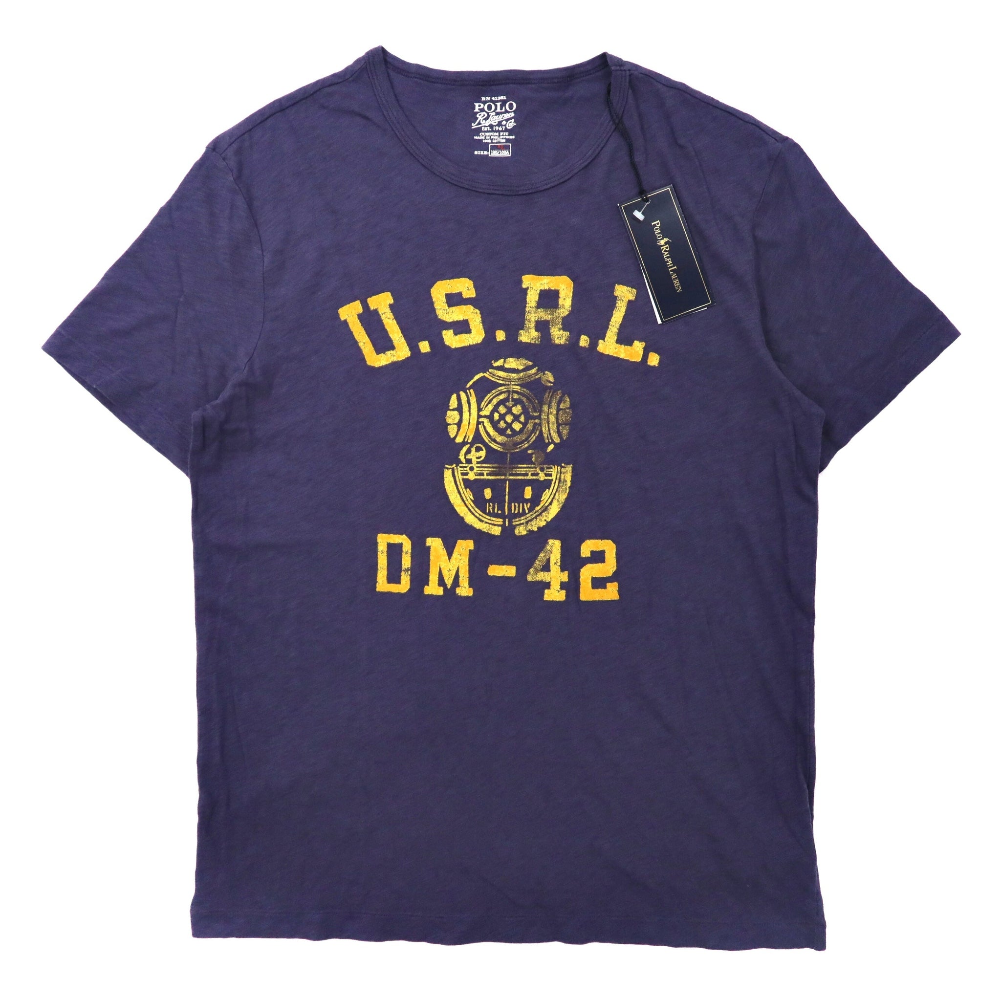 POLO RALPH LAUREN ビッグサイズ ロゴプリントTシャツ XL ネイビー コットン U.S.R.L. DM-42 未使用品