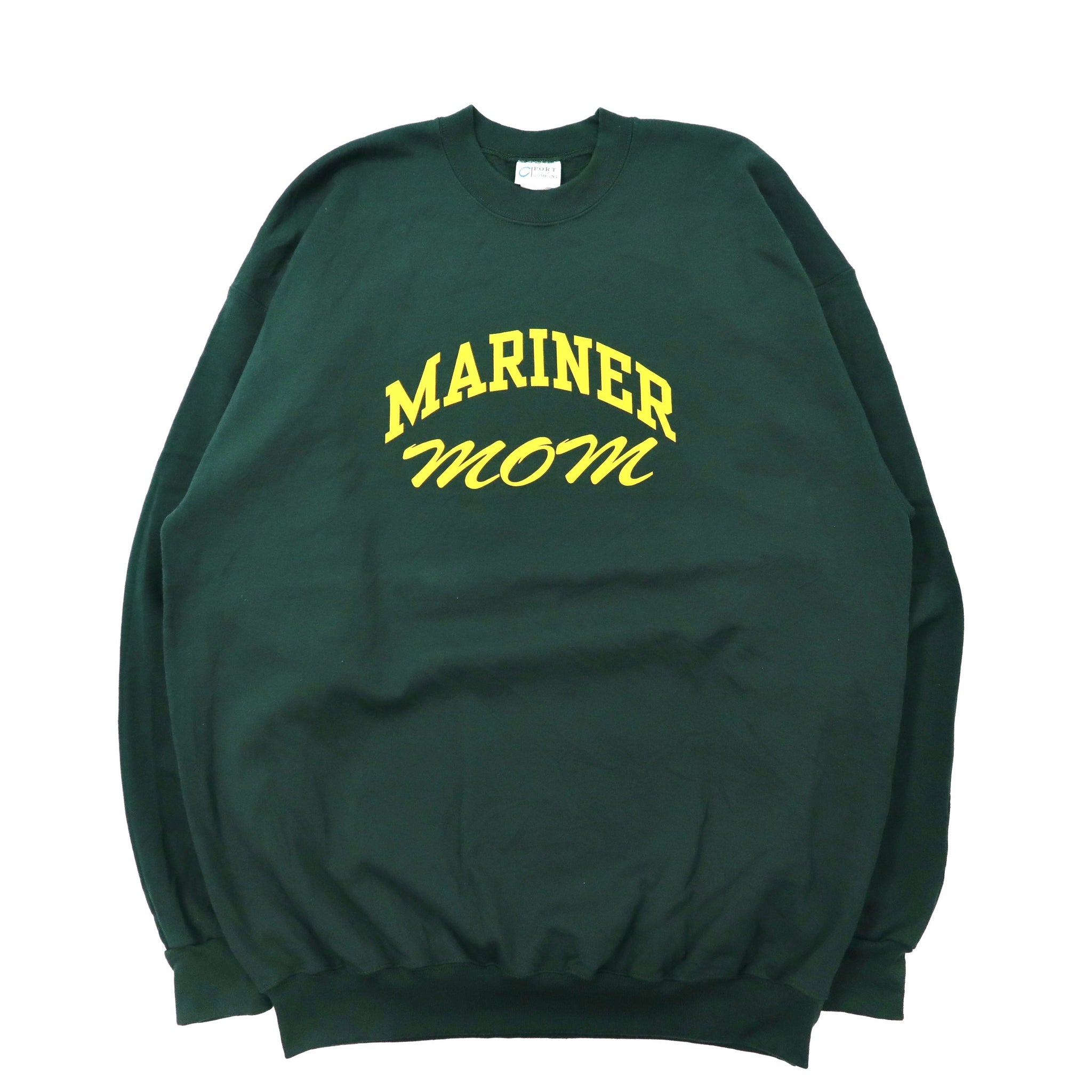 PORT & COMPANY ビッグサイズ プリントスウェット XL グリーン コットン 裏起毛 MARINER mom ホンジュラス製