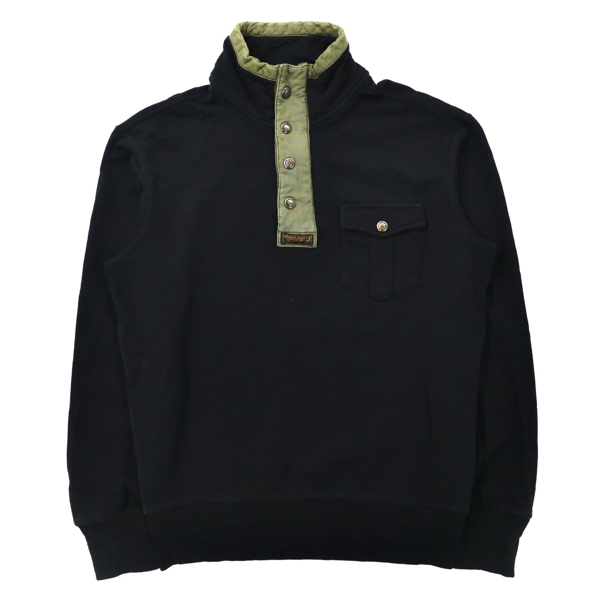 Polo by Ralph Lauren ハーフスナップスウェット M ブラック コットン TALONジップ