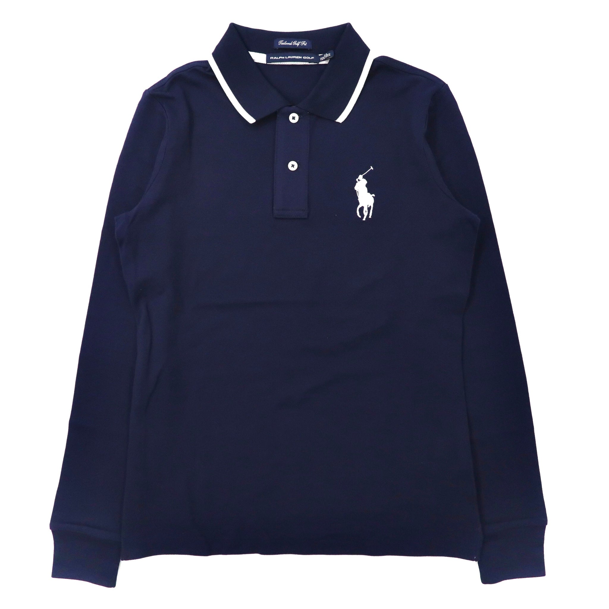 RALPH LAUREN GOLF 長袖ポロシャツ XS ネイビー コットン Tailored Golf Fit ビッグポニー刺繍