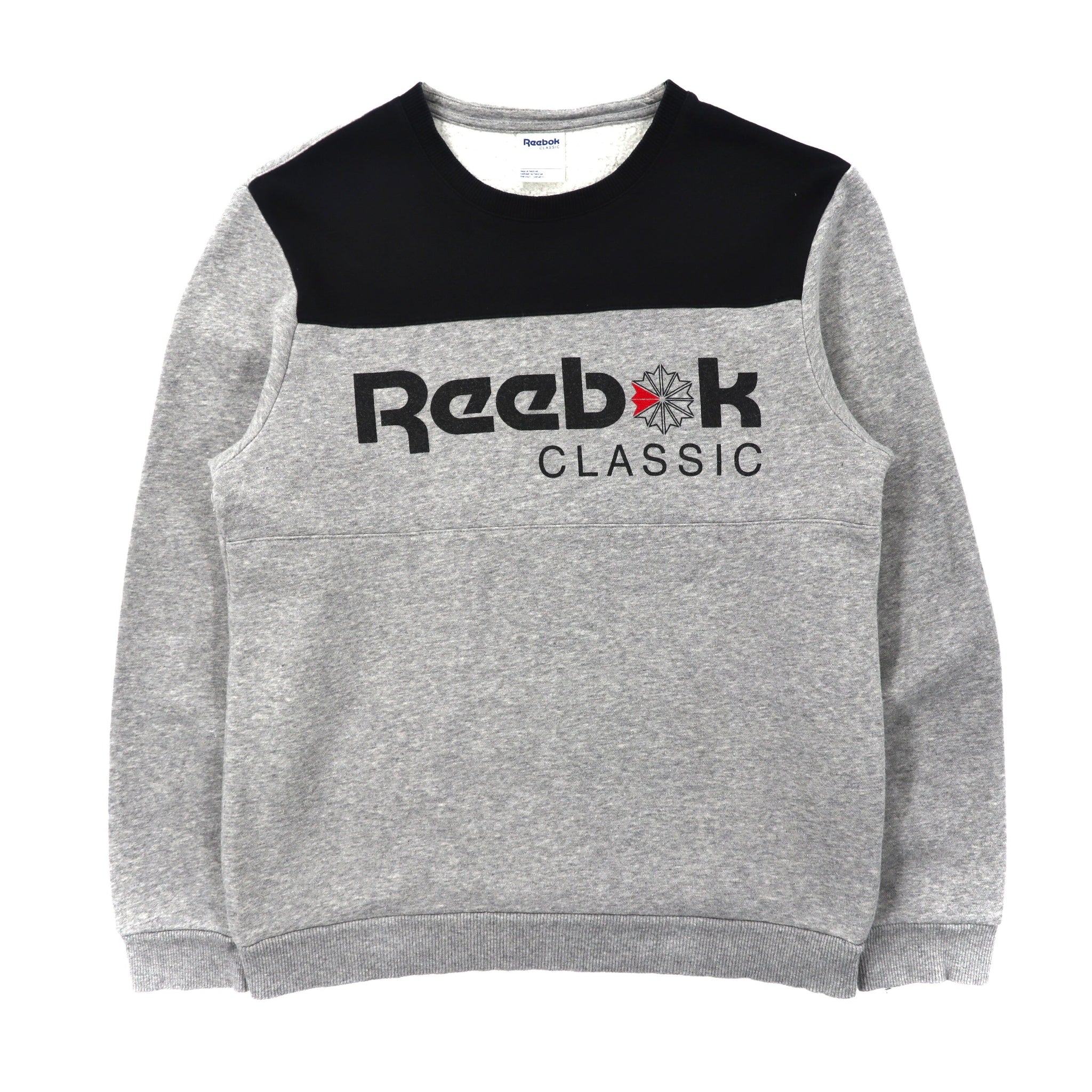 Reebok クルーネックスウェット M グレー コットン ロゴ