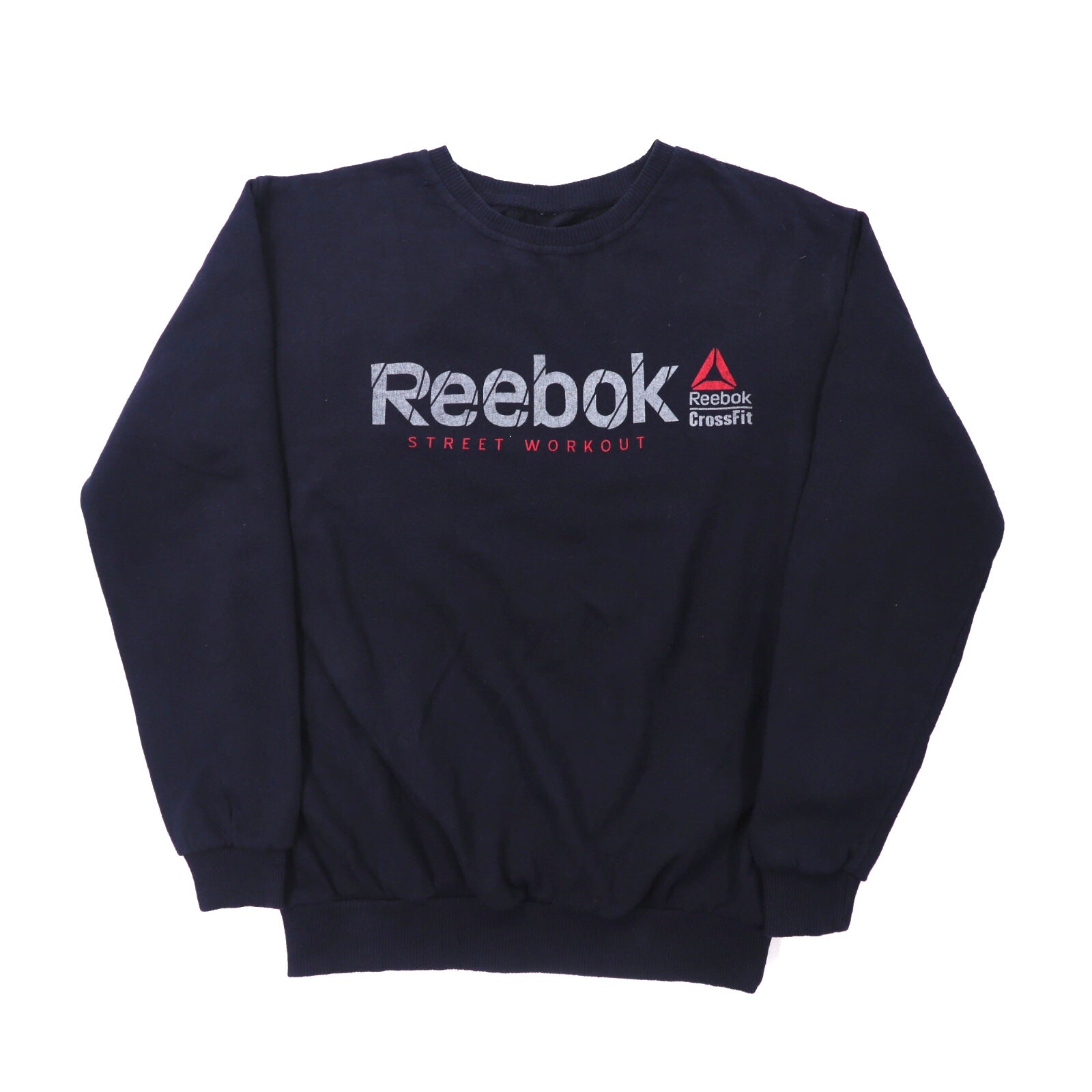 Reebok クルーネックスウェット M ネイビー コットン ロゴプリント