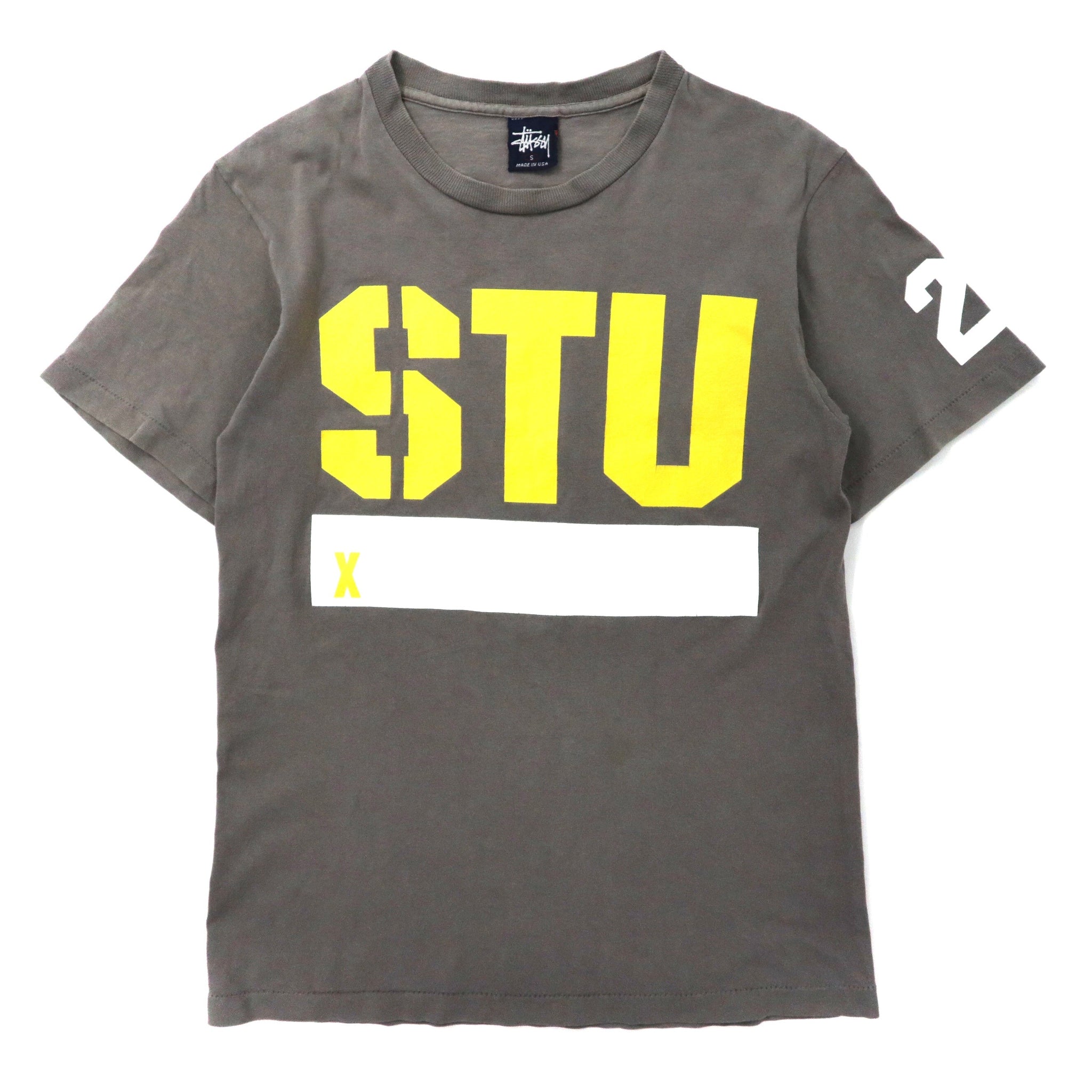 Stussy ロゴプリントTシャツ S グレー コットン 紺タグ 90年代 USA製