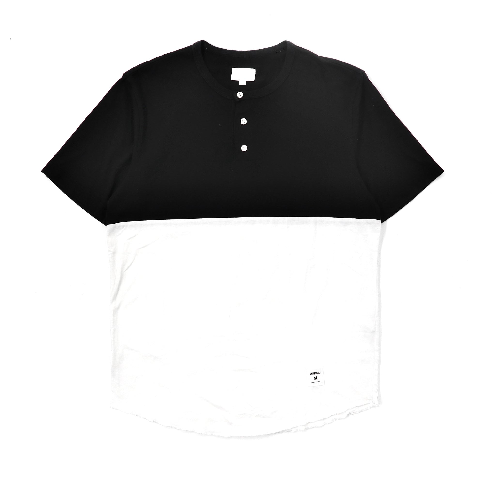 Supreme バイカラーTシャツ M ブラック Split Henley コットン