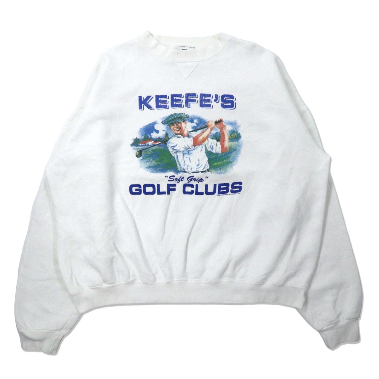 THE PERFECTSHIRT COMPANY ビッグサイズ プリントスウェット XXL ホワイト コットン 裏起毛 KEEFE'S GOLF CLUBS 90年代 USA製