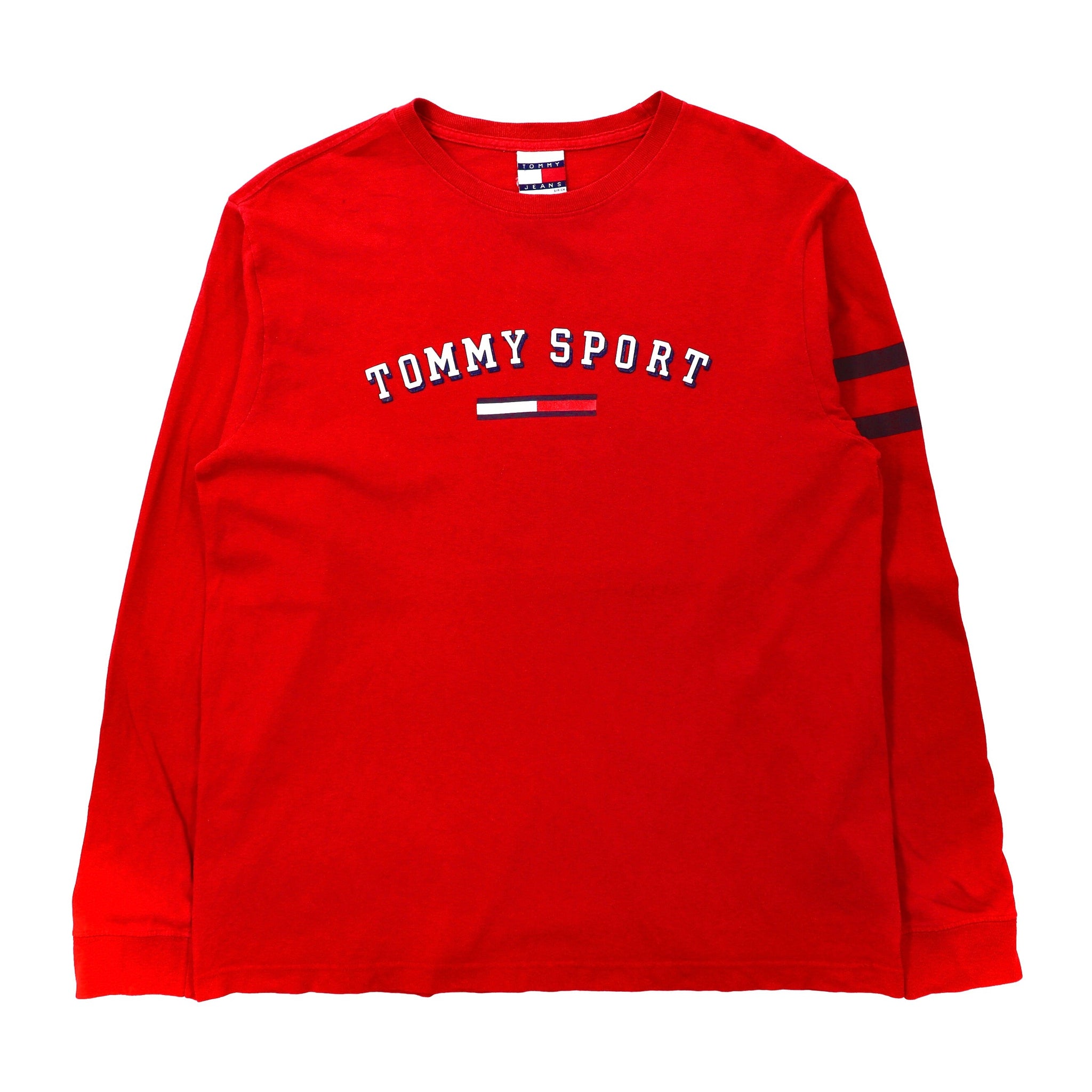 TOMMY JEANS ロングスリーブTシャツ S レッド コットン ビッグサイズ ロゴ 90年代 メキシコ製