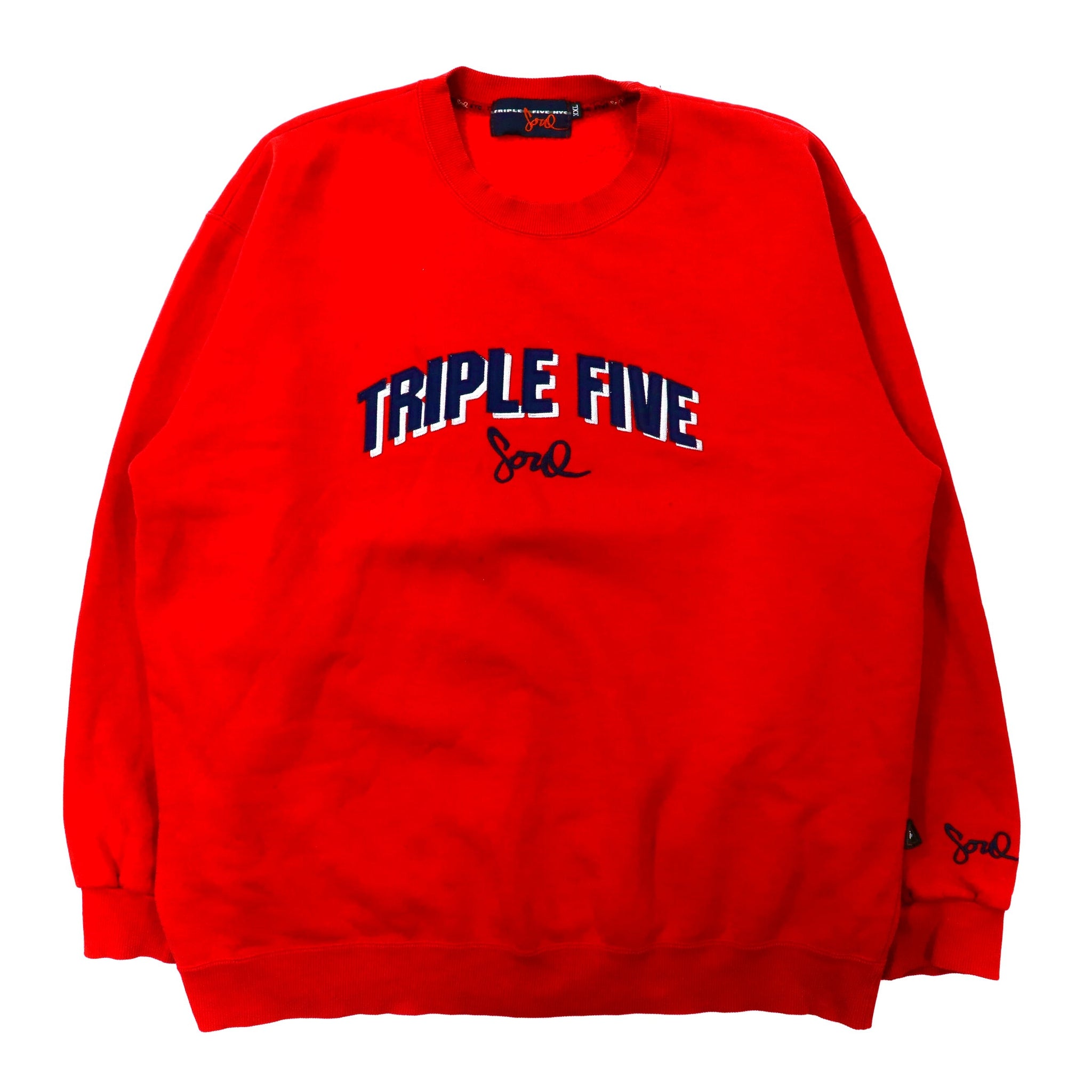 TRIPLE FIVE SOUL ビッグサイズ ロゴスウェット XXL レッド コットン 裏起毛 90年代