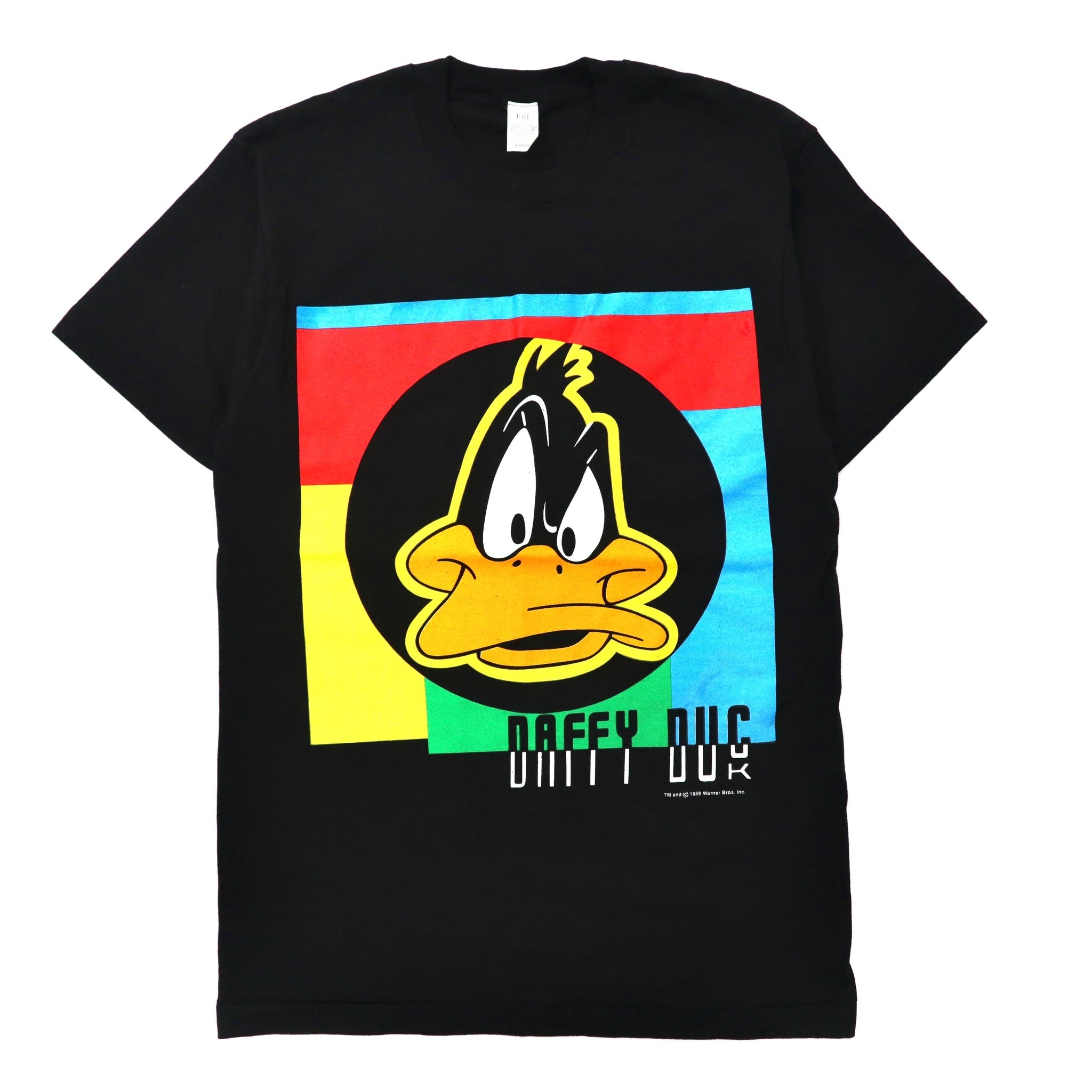 U.B.I. × Warner Bros. キャラクタープリントTシャツ L ブラック コットン DAFFY DUCK 80年代 USA製