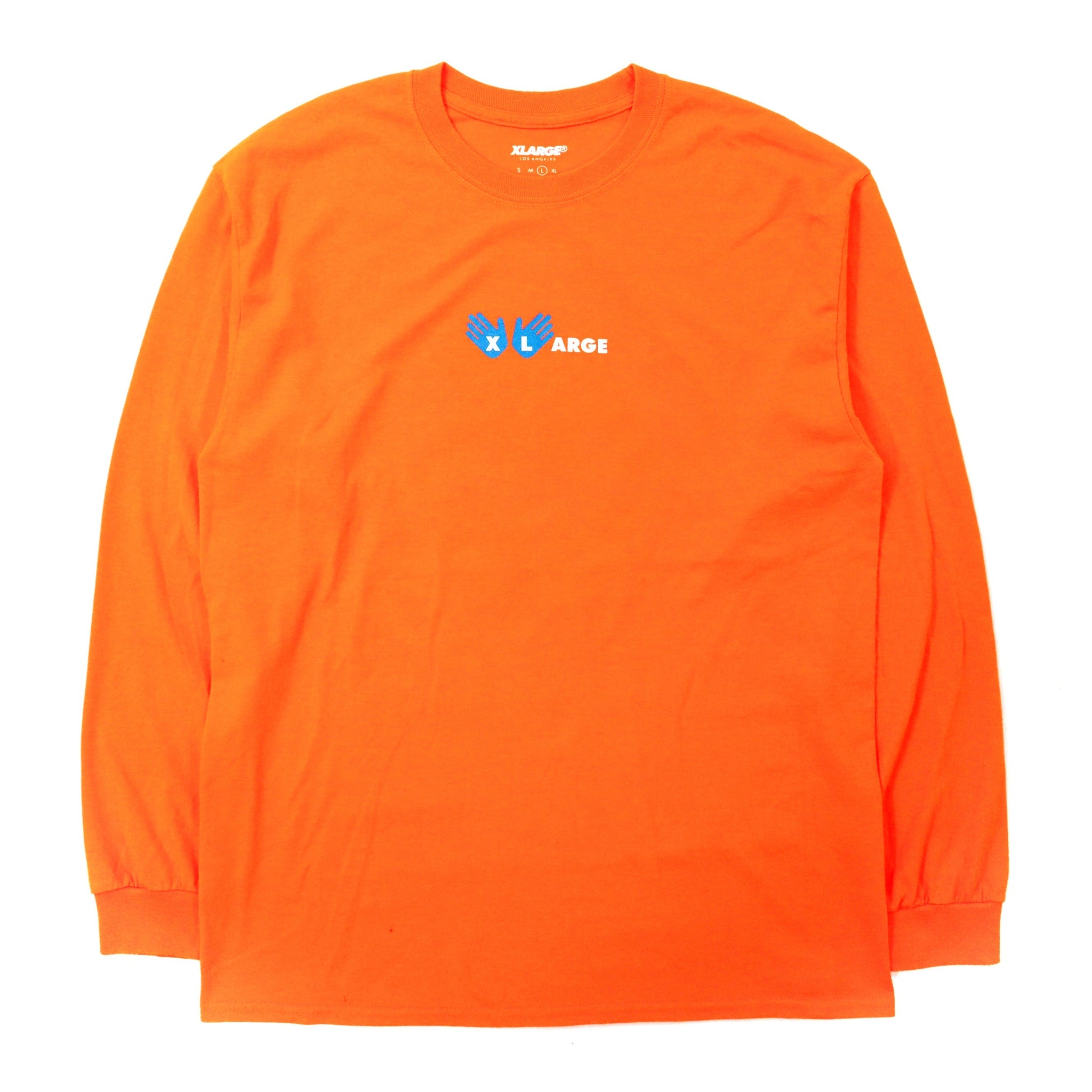 X-LARGE ロゴプリント ロングスリーブTシャツ L オレンジ コットン 両面プリント